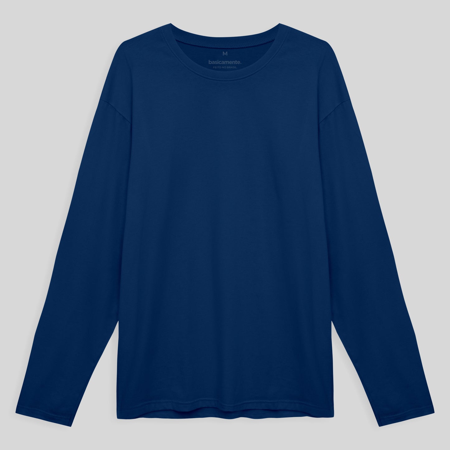 Camiseta Básica Manga Longa Masculina - Azul Bic