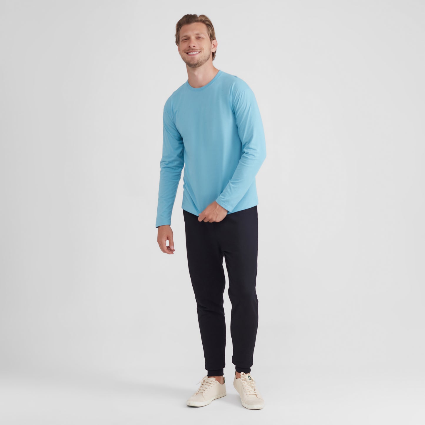 Camiseta Básica Manga Longa Masculina - Azul Claro