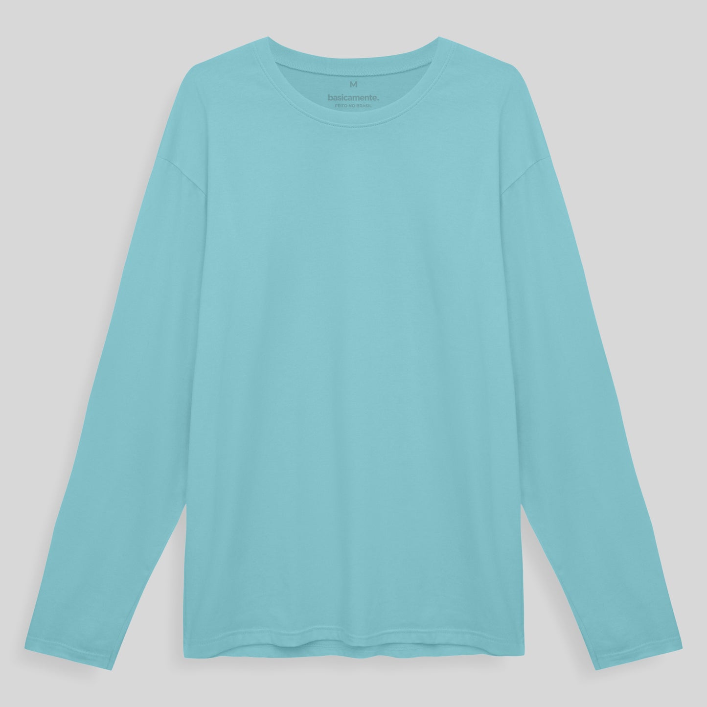 Camiseta Básica Manga Longa Masculina - Azul Claro