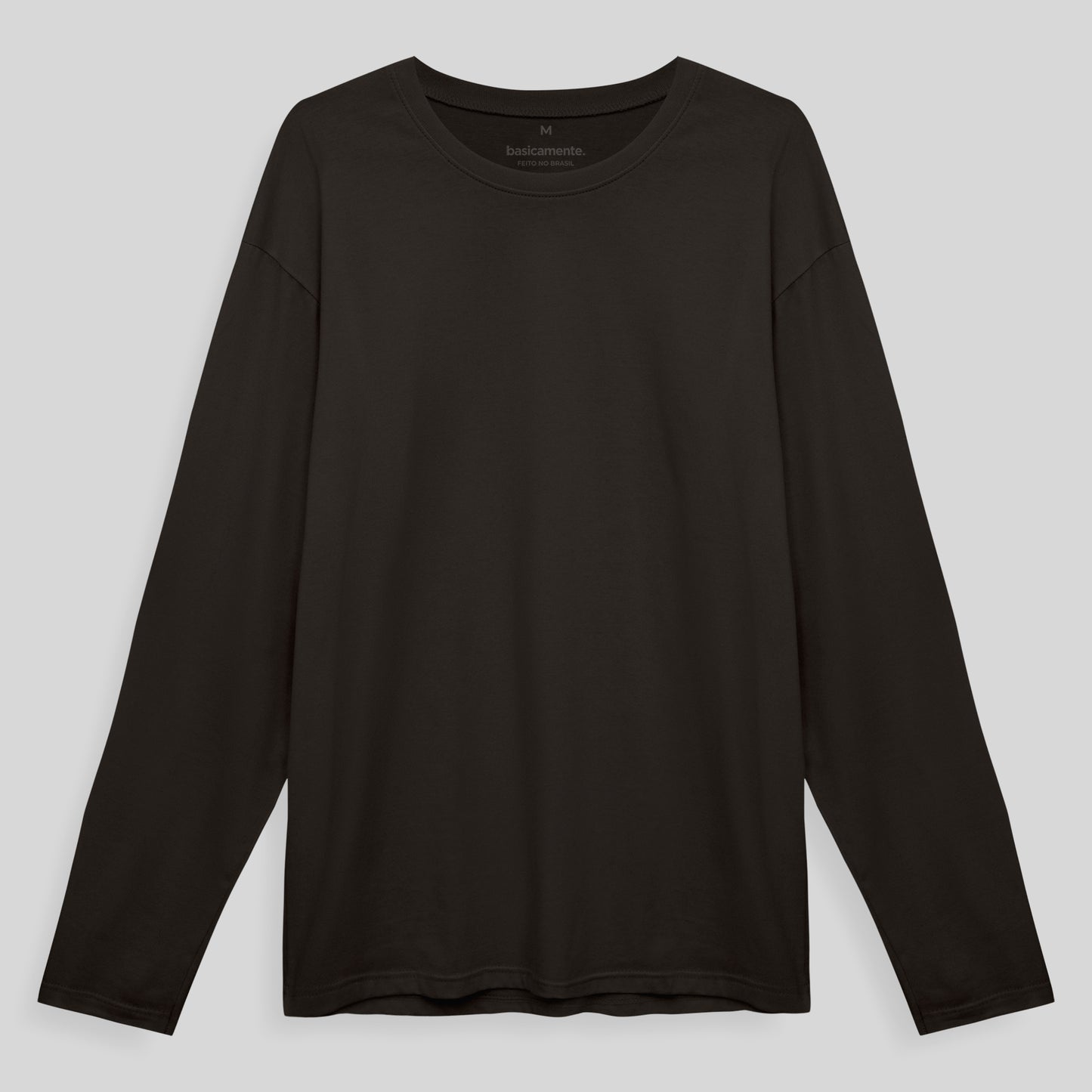 Camiseta Básica Manga Longa Masculina - Marrom