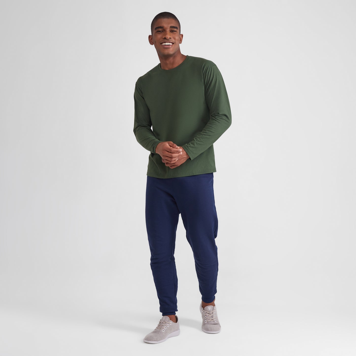 Camiseta Básica Manga Longa Masculina - Verde Selva