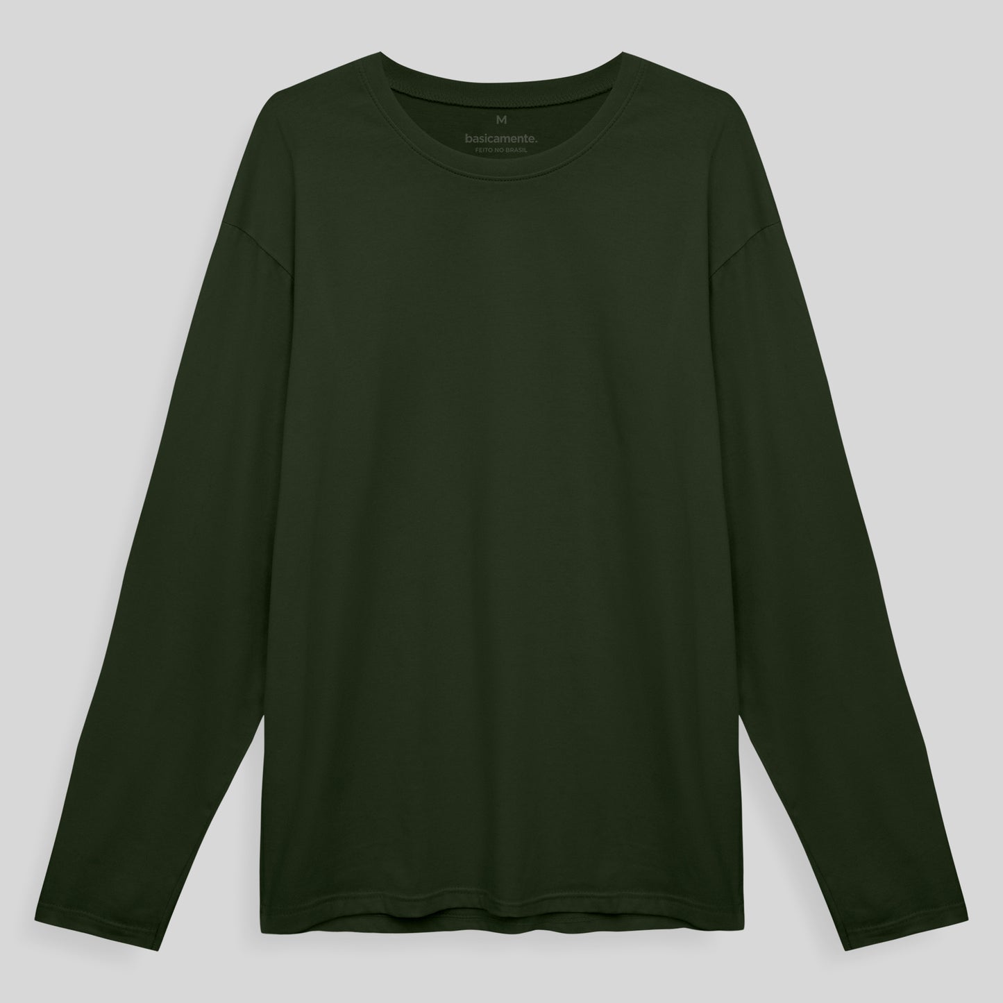 Camiseta Básica Manga Longa Masculina - Verde Selva