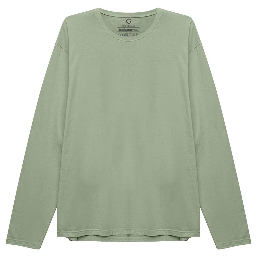 Camiseta Básica Manga Longa Masculina - Verde Oliva
