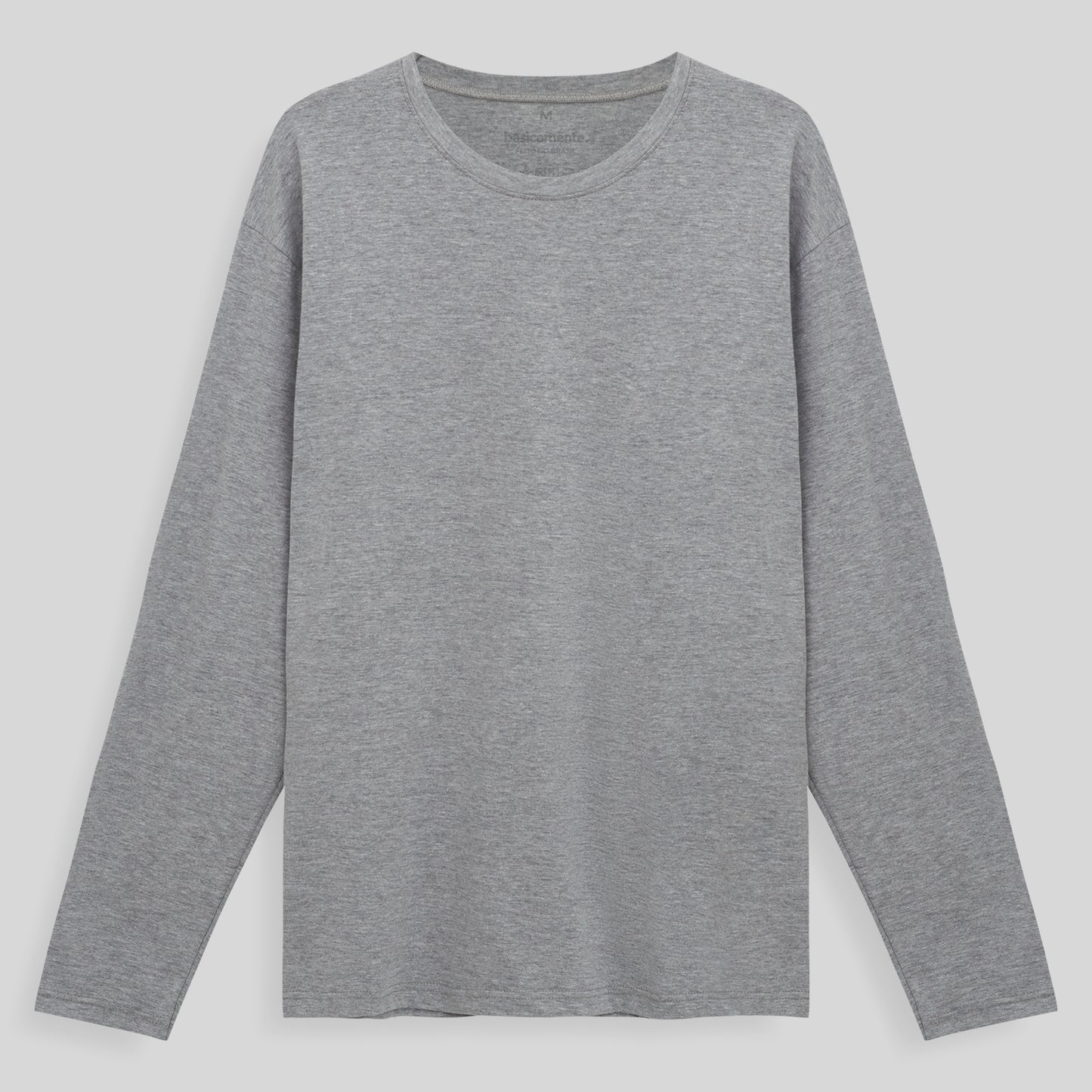 Camiseta Básica Manga Longa Masculina - Mescla Claro