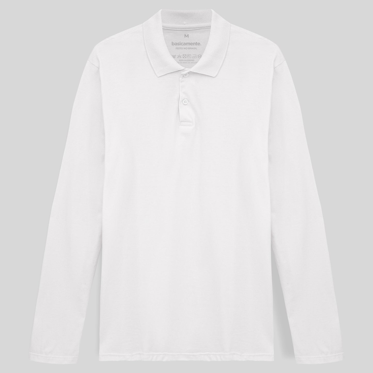 Camisa Polo Manga Longa Masculina - Branco