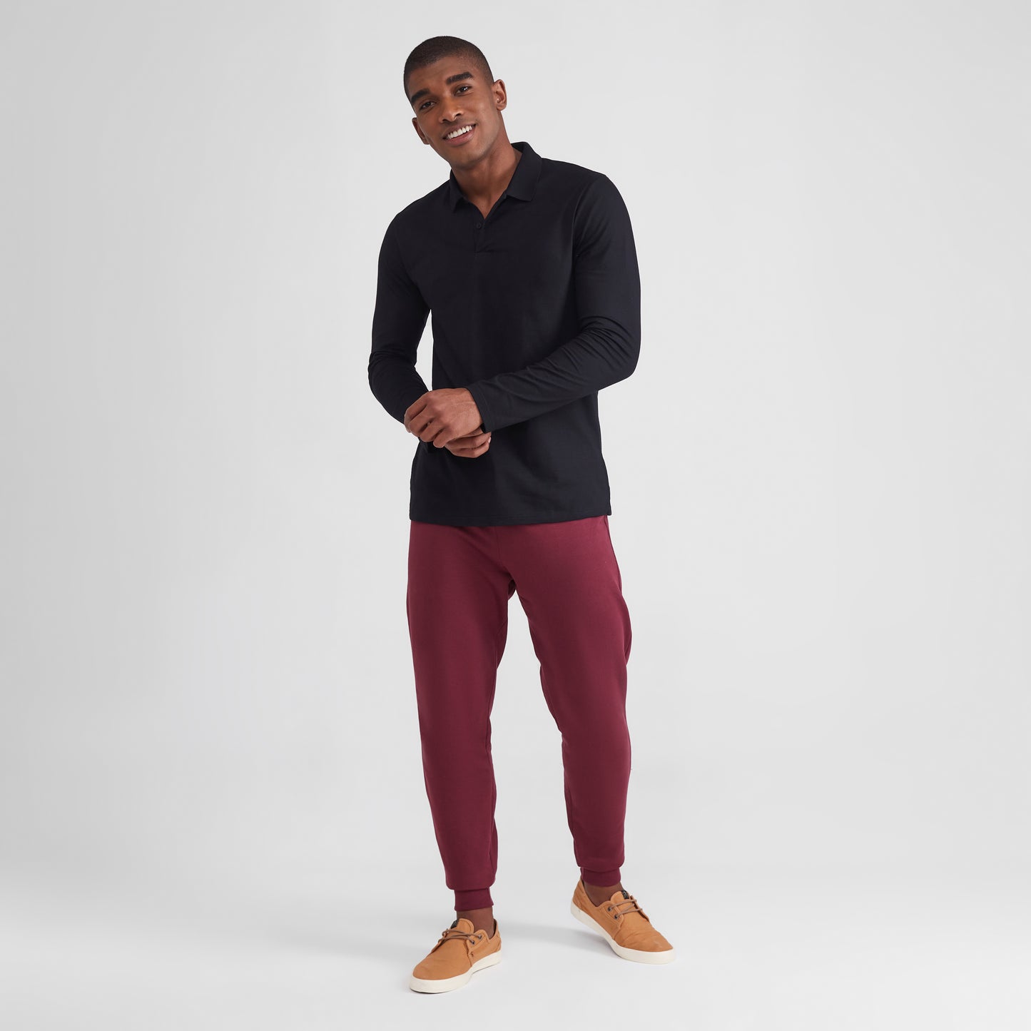 Camisa Polo Manga Longa Masculina - Preto