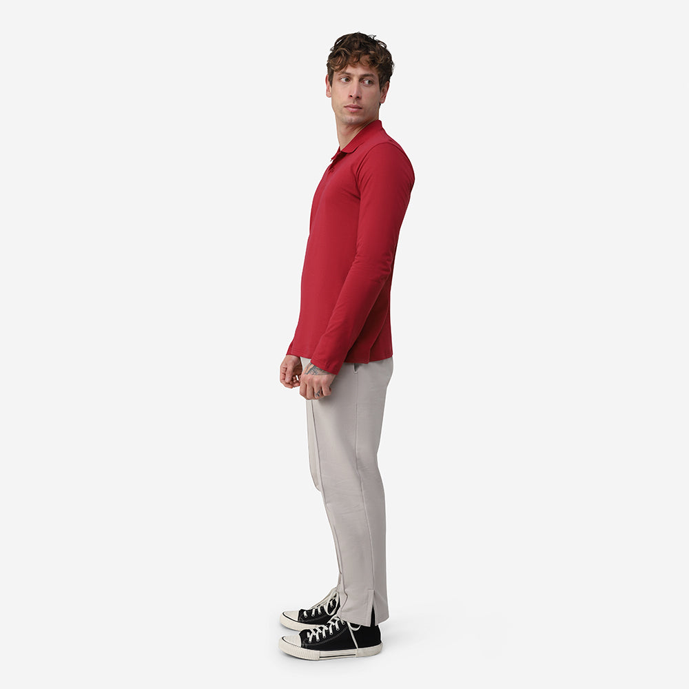 Camisa Polo Manga Longa Masculina - Marsala