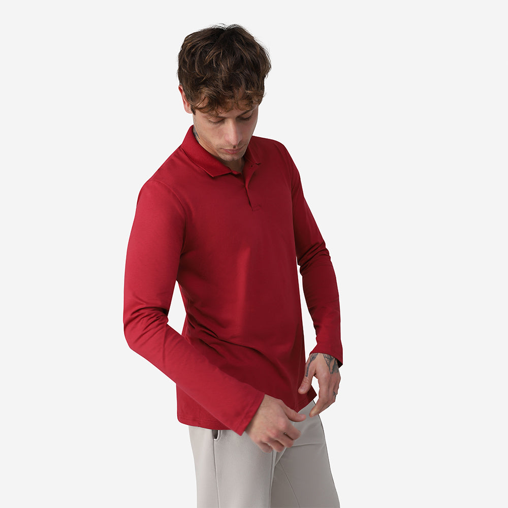 Camisa Polo Manga Longa Masculina - Marsala