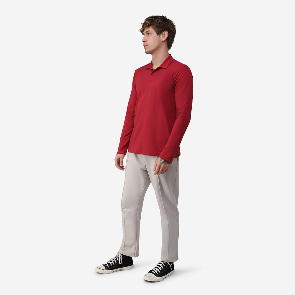 Camisa Polo Manga Longa Masculina - Marsala