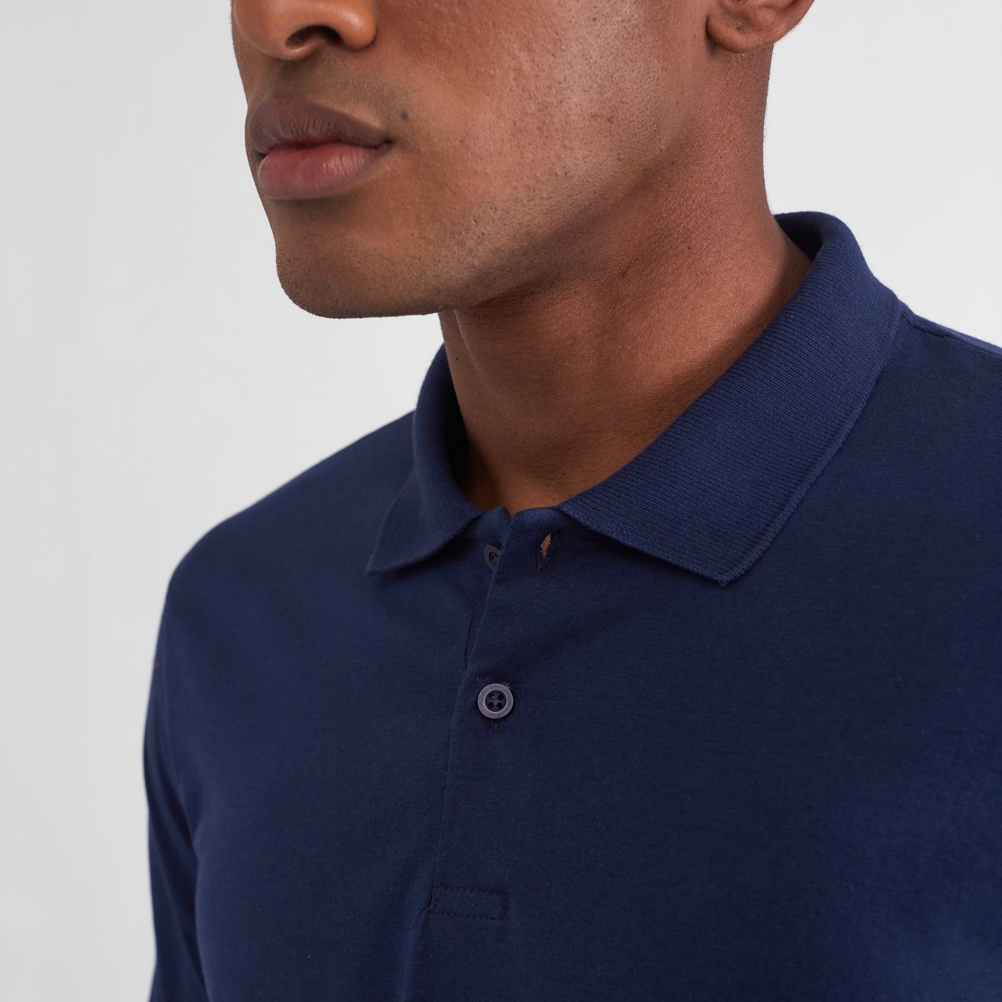 Camisa Polo Manga Longa Masculina - Azul Marinho