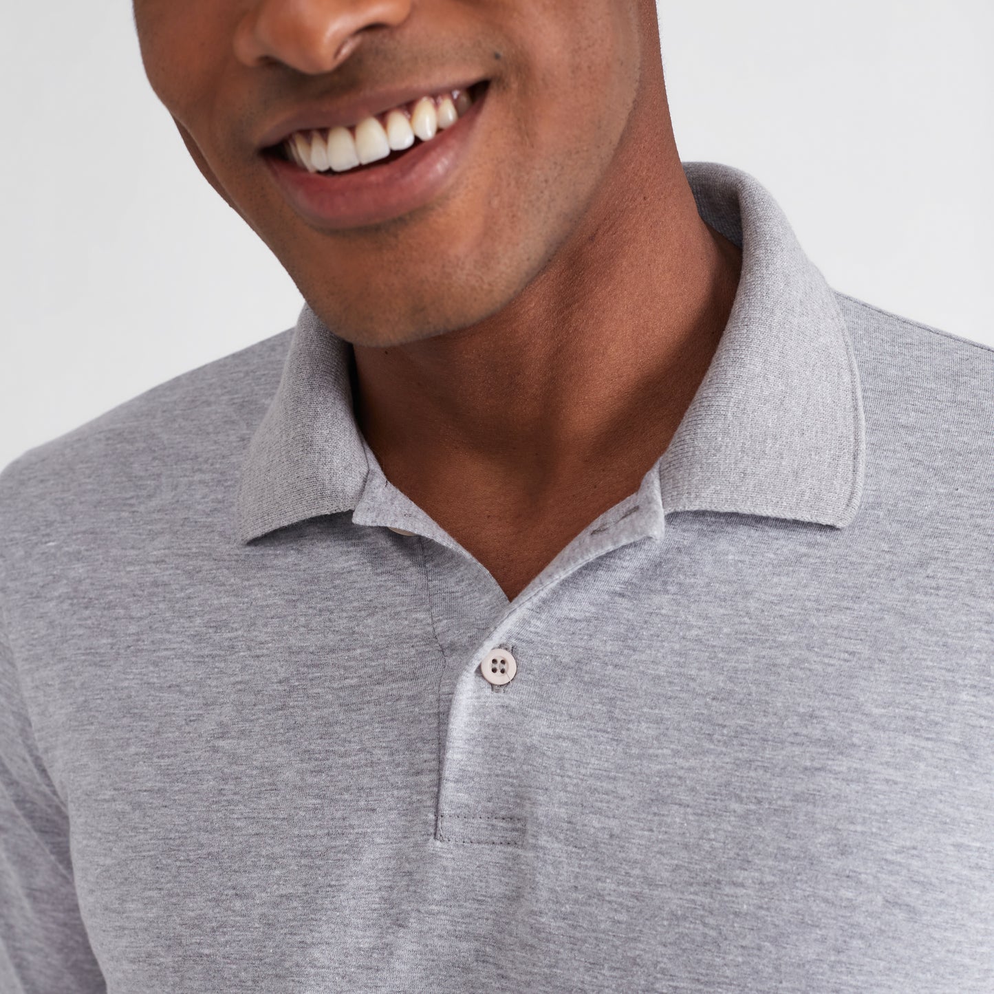 Camisa Polo Manga Longa Masculina - Mescla Claro