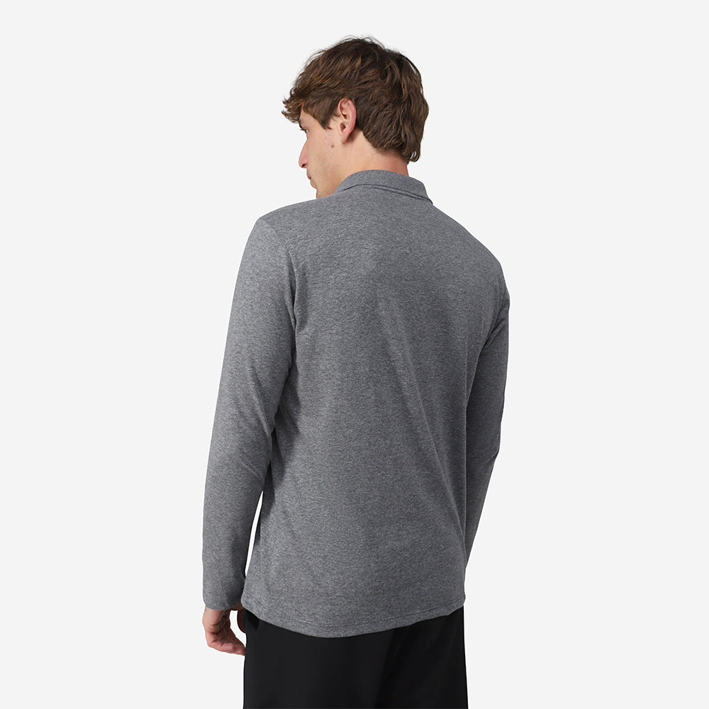 Camisa Polo Manga Longa Masculina - Mescla Escuro