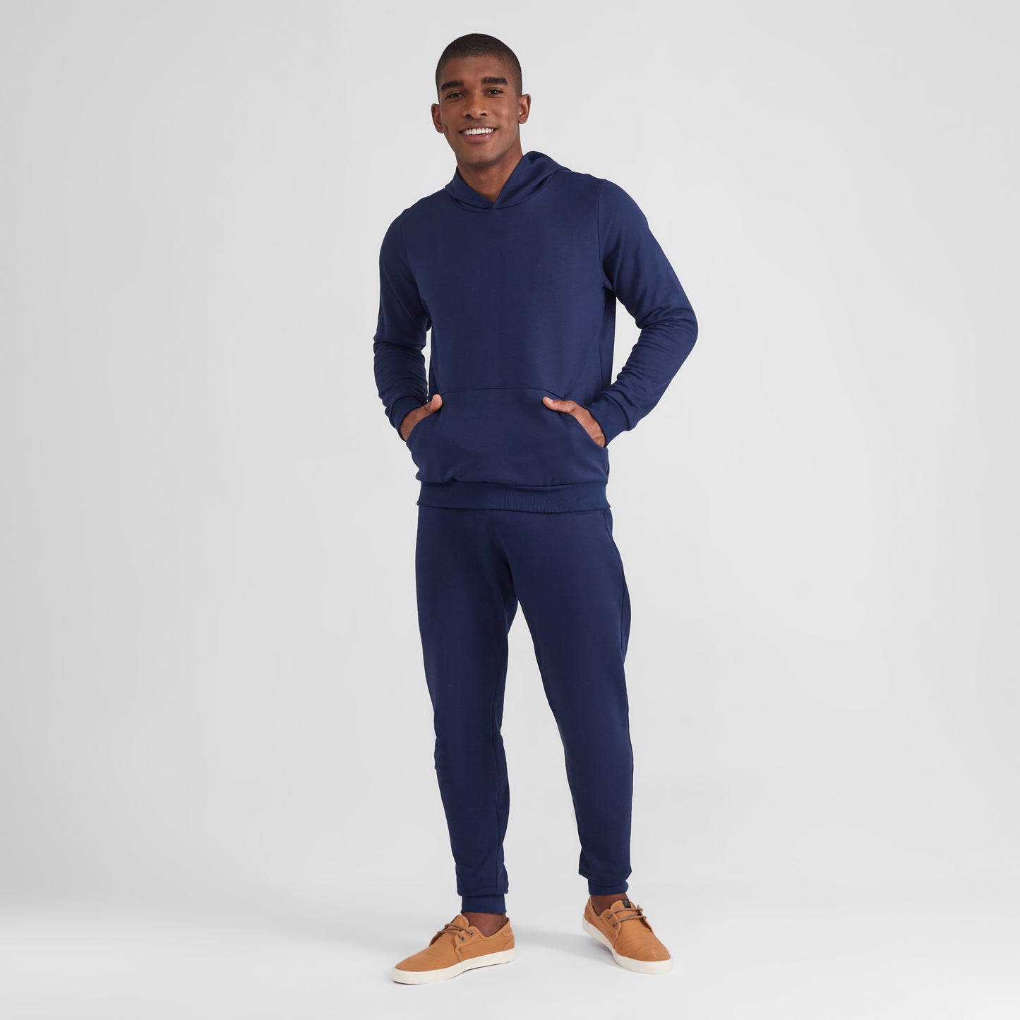 Blusão Moletom Flanelado Capuz Masculino - Azul Marinho