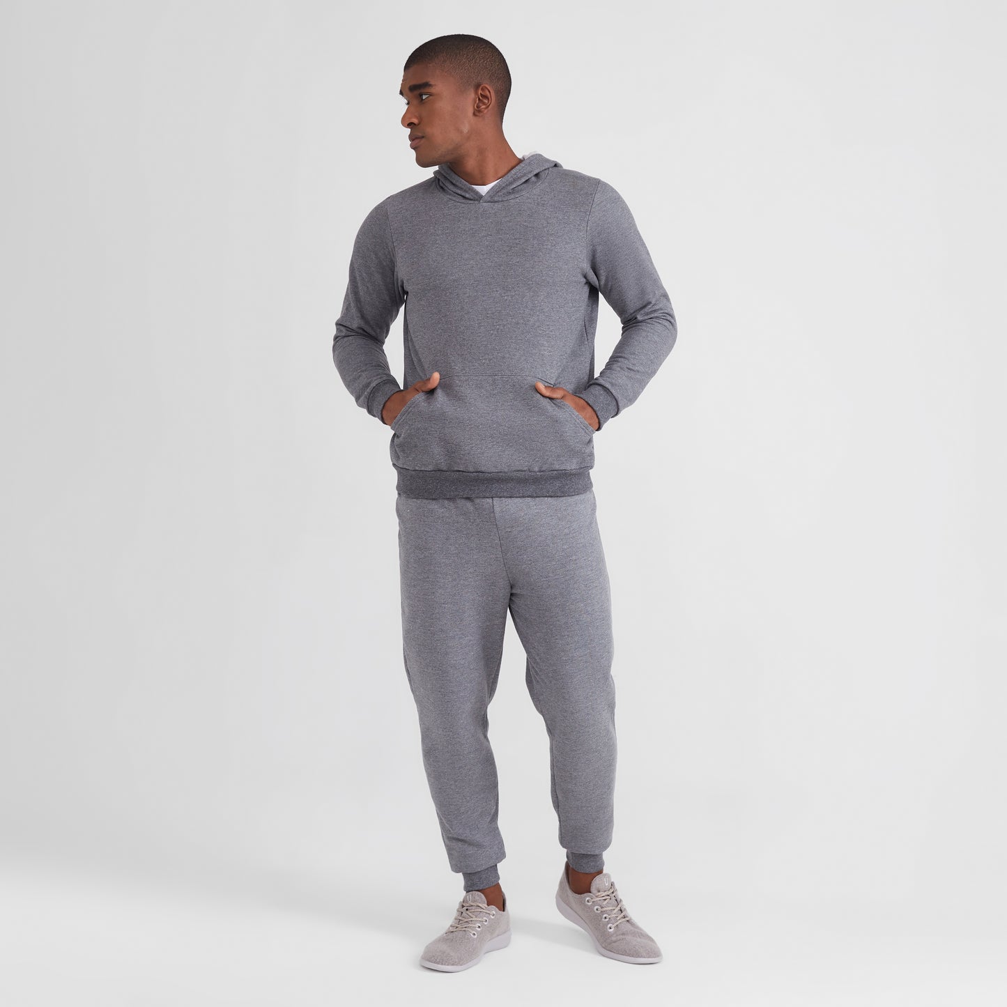 Blusão Moletom Flanelado Capuz Masculino - Mescla Escuro