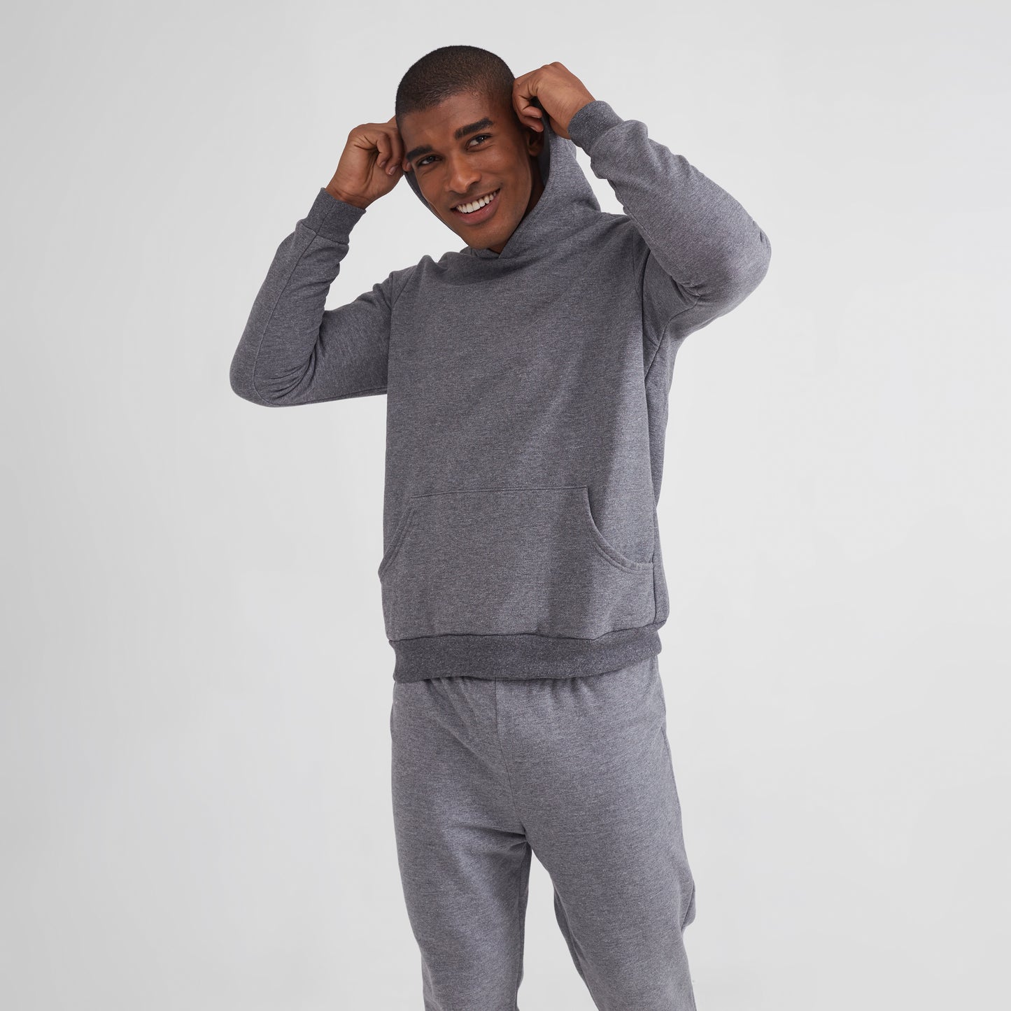 Blusão Moletom Flanelado Capuz Masculino - Mescla Escuro
