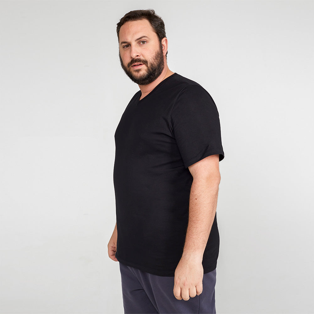 Tech T-Shirt Modal Gola V Plus Size Masculina - Preto