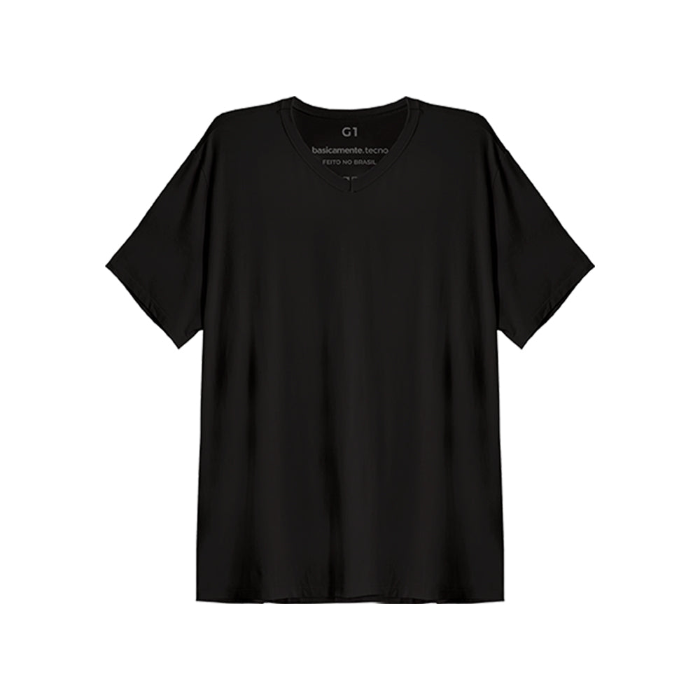 Tech T-Shirt Modal Gola V Plus Size Masculina - Preto
