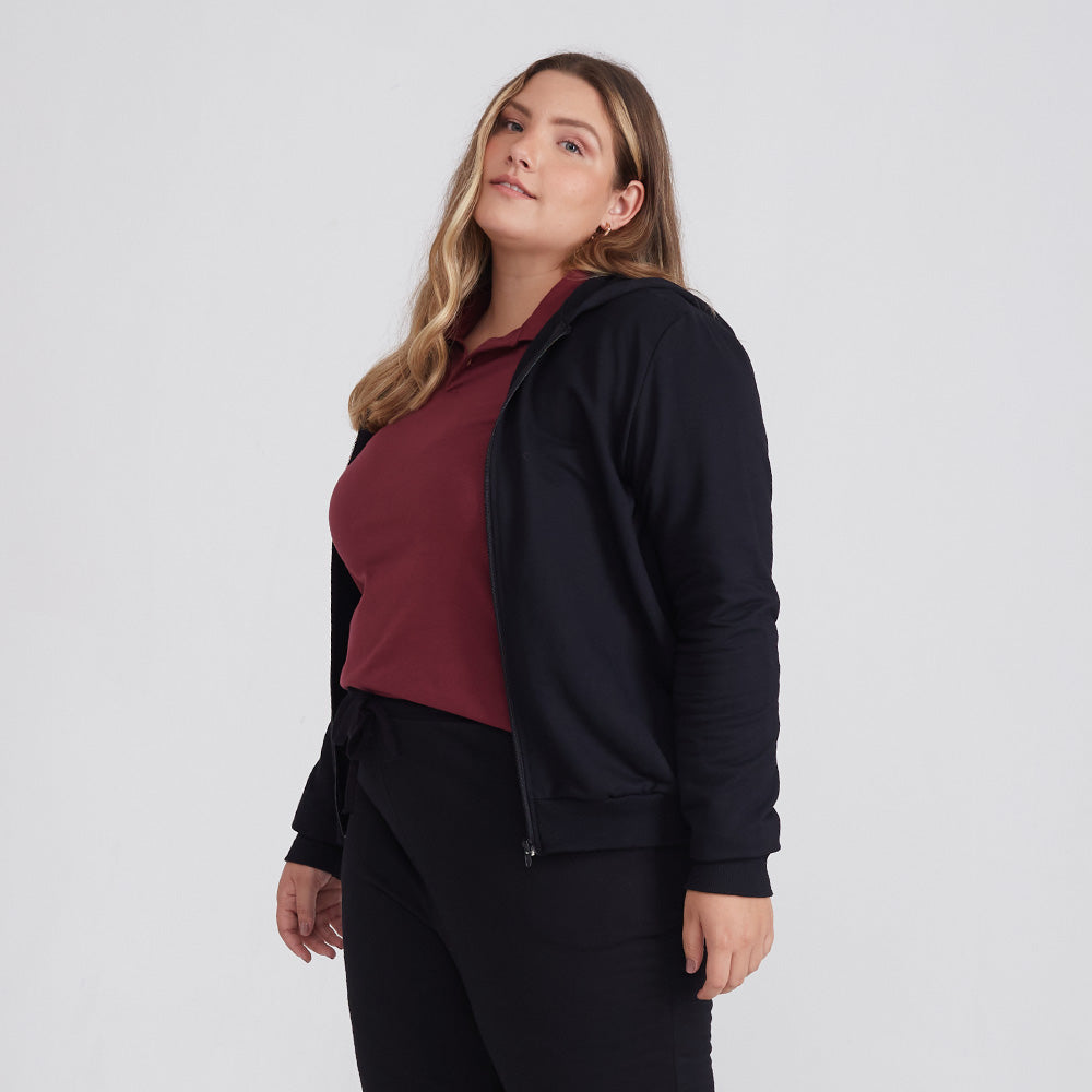 Jaqueta Capuz Plus Feminino - Preto