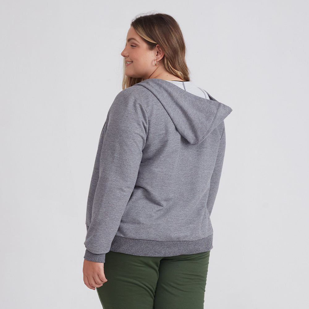 Jaqueta Capuz Plus Feminino - Mescla Escuro