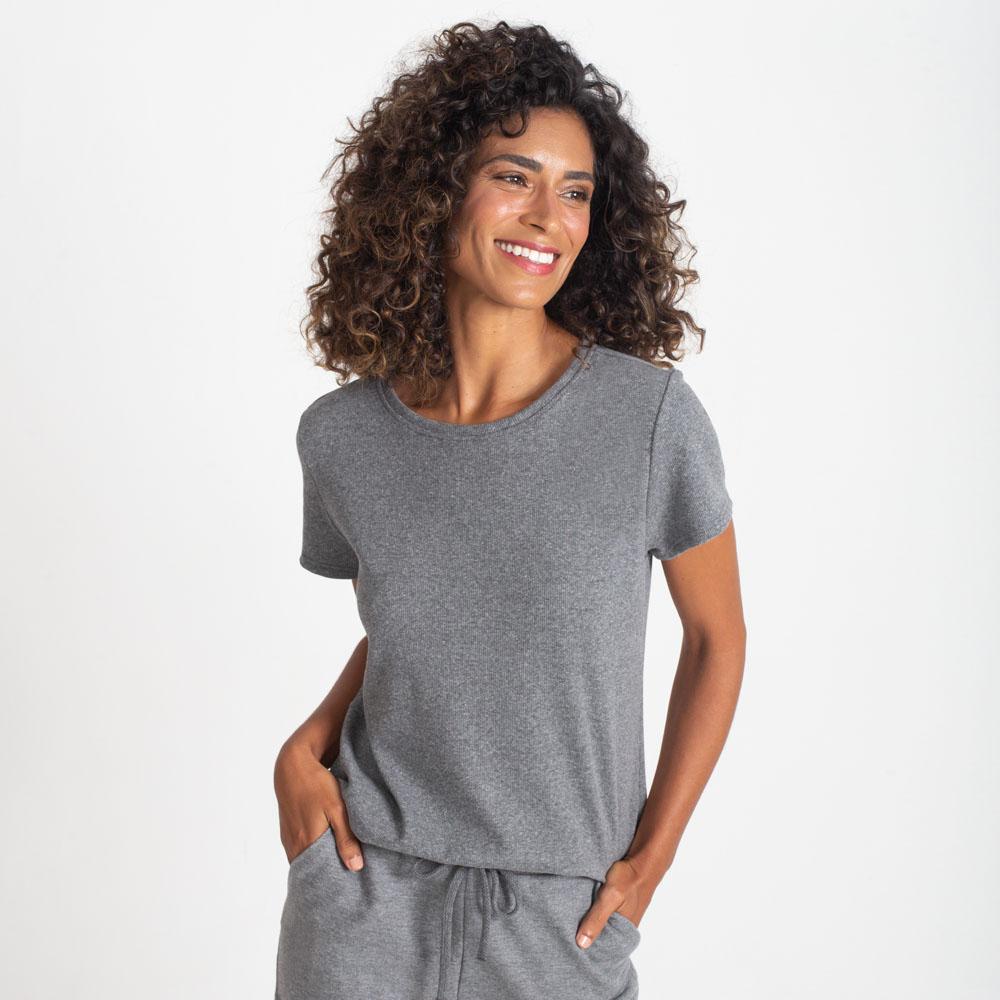 Camiseta Pijama Gola C Feminina - Mescla Escuro