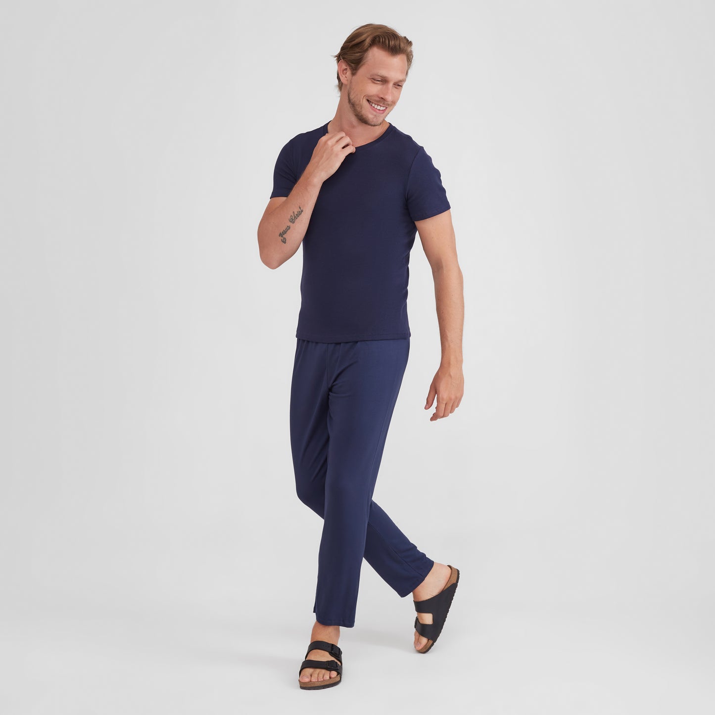 Camiseta Pijama Gola C Masculina - Azul Marinho