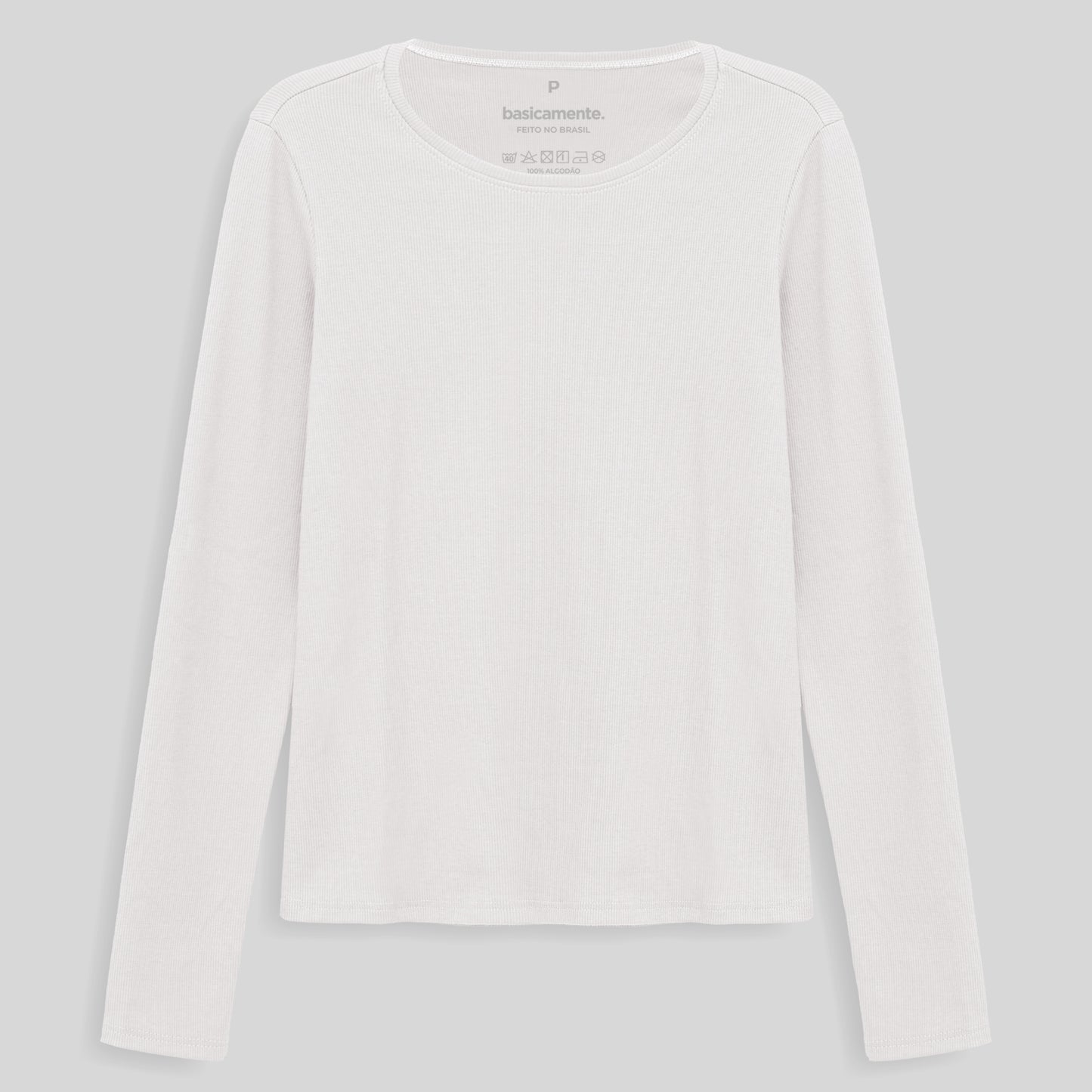 Camiseta Ribana Manga Longa Feminina - Branco