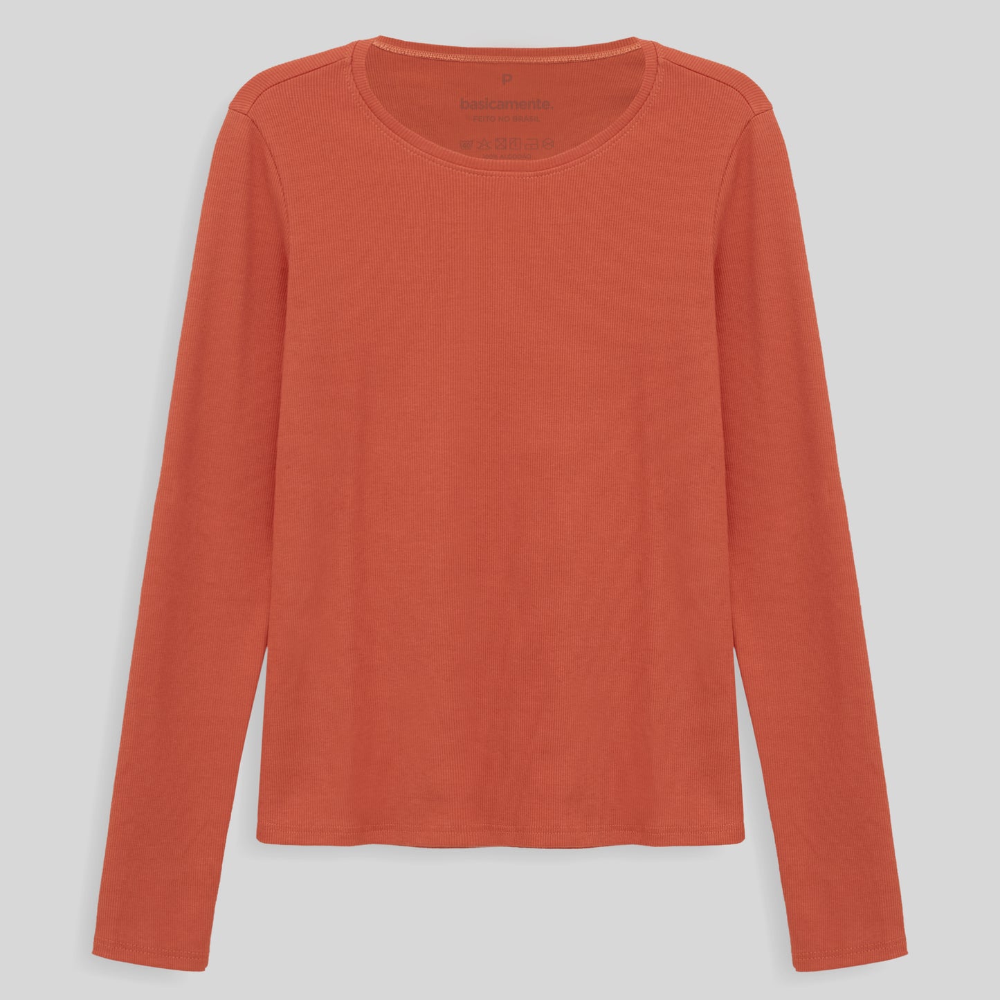 Camiseta Ribana Manga Longa Feminina - Laranja Coral