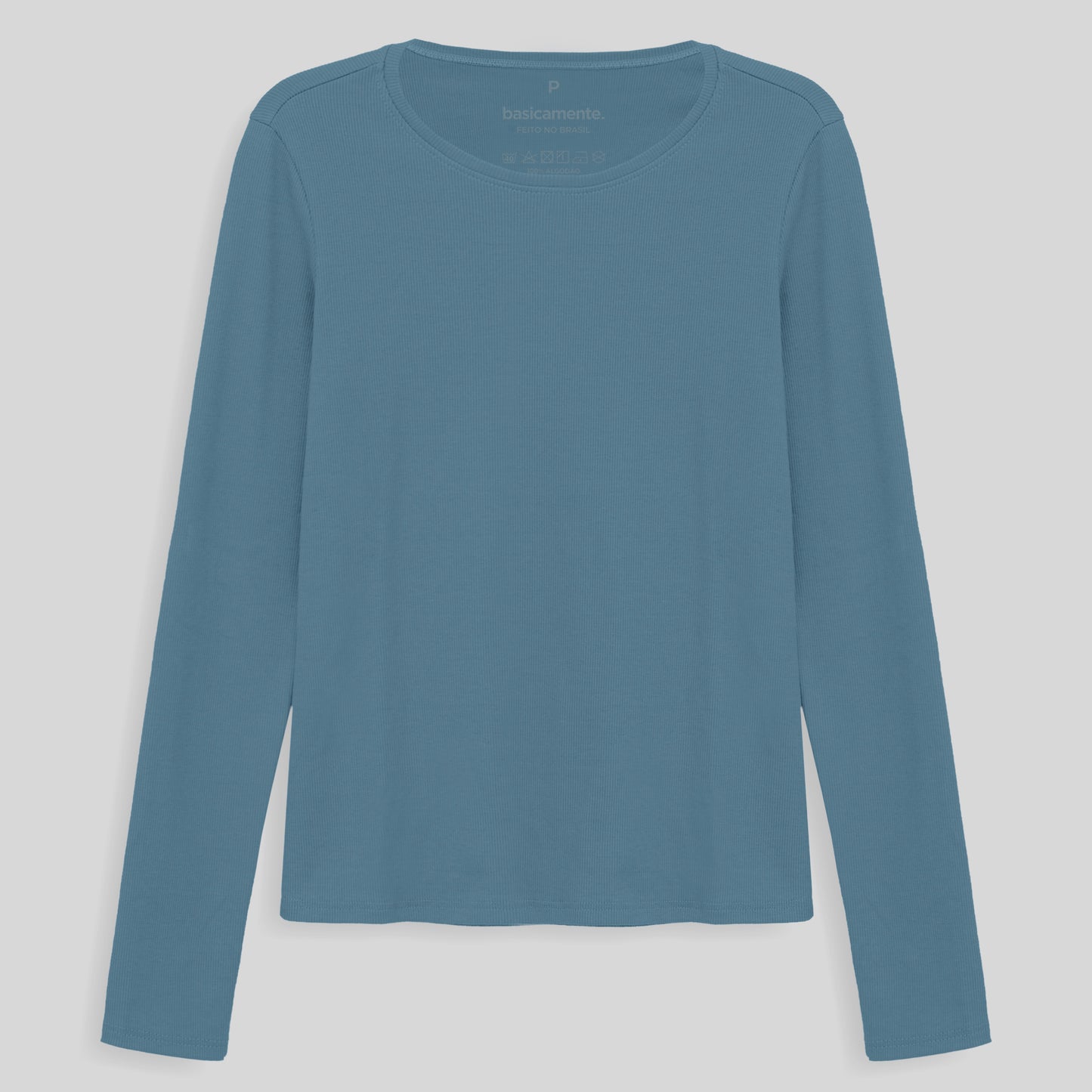 Camiseta Ribana Manga Longa Feminina - Azul Celeste