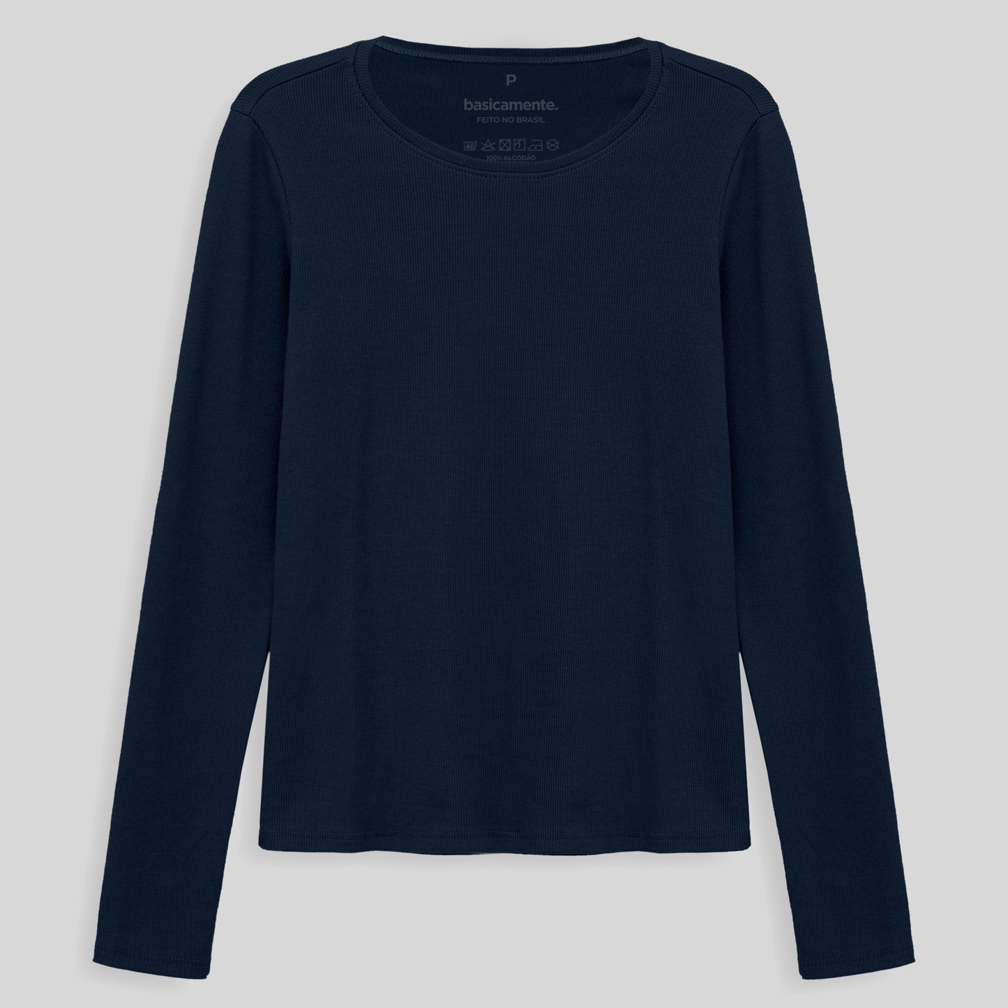 Camiseta Ribana Manga Longa Feminina - Azul Marinho