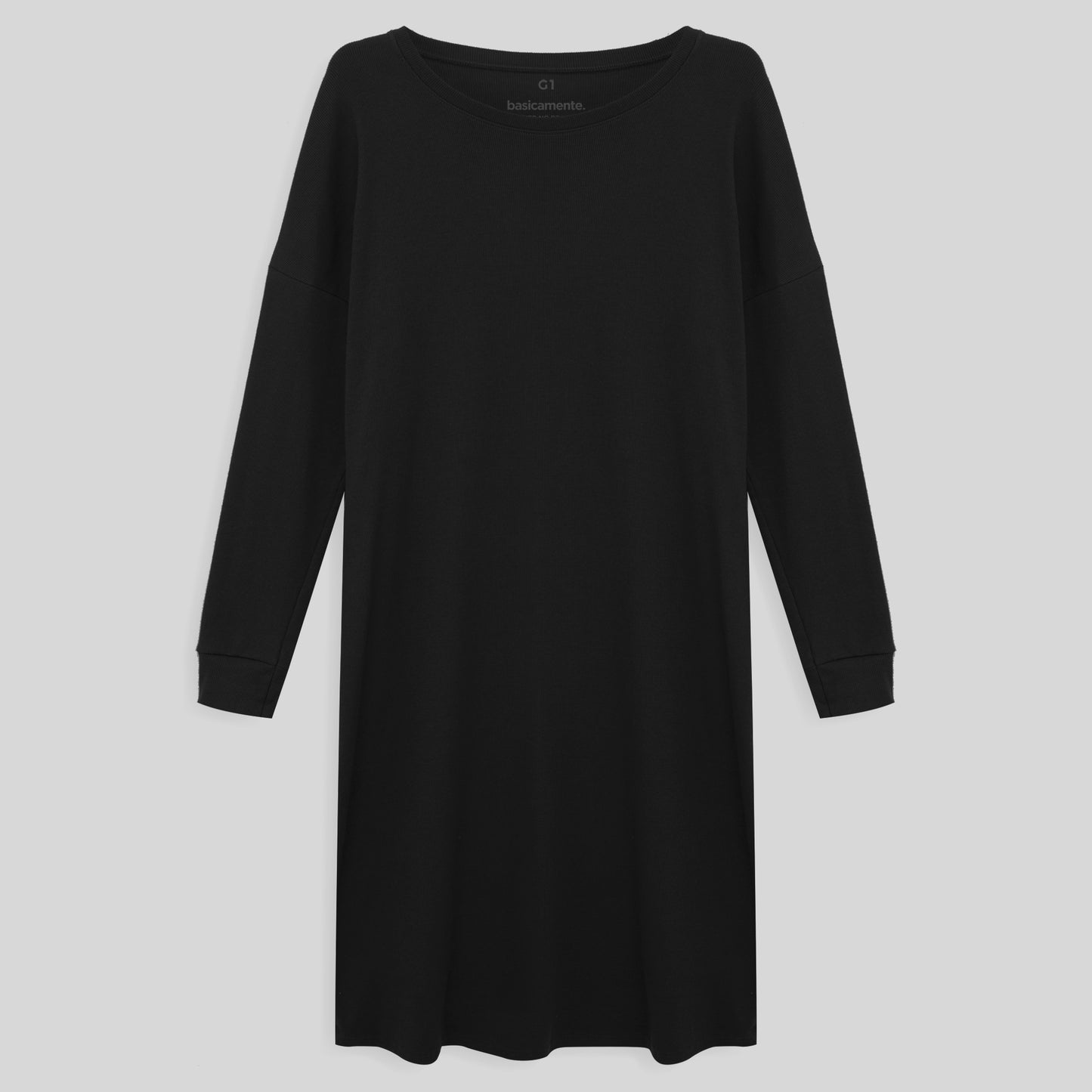 Vestido Ml Confort PLus Feminina - Preto