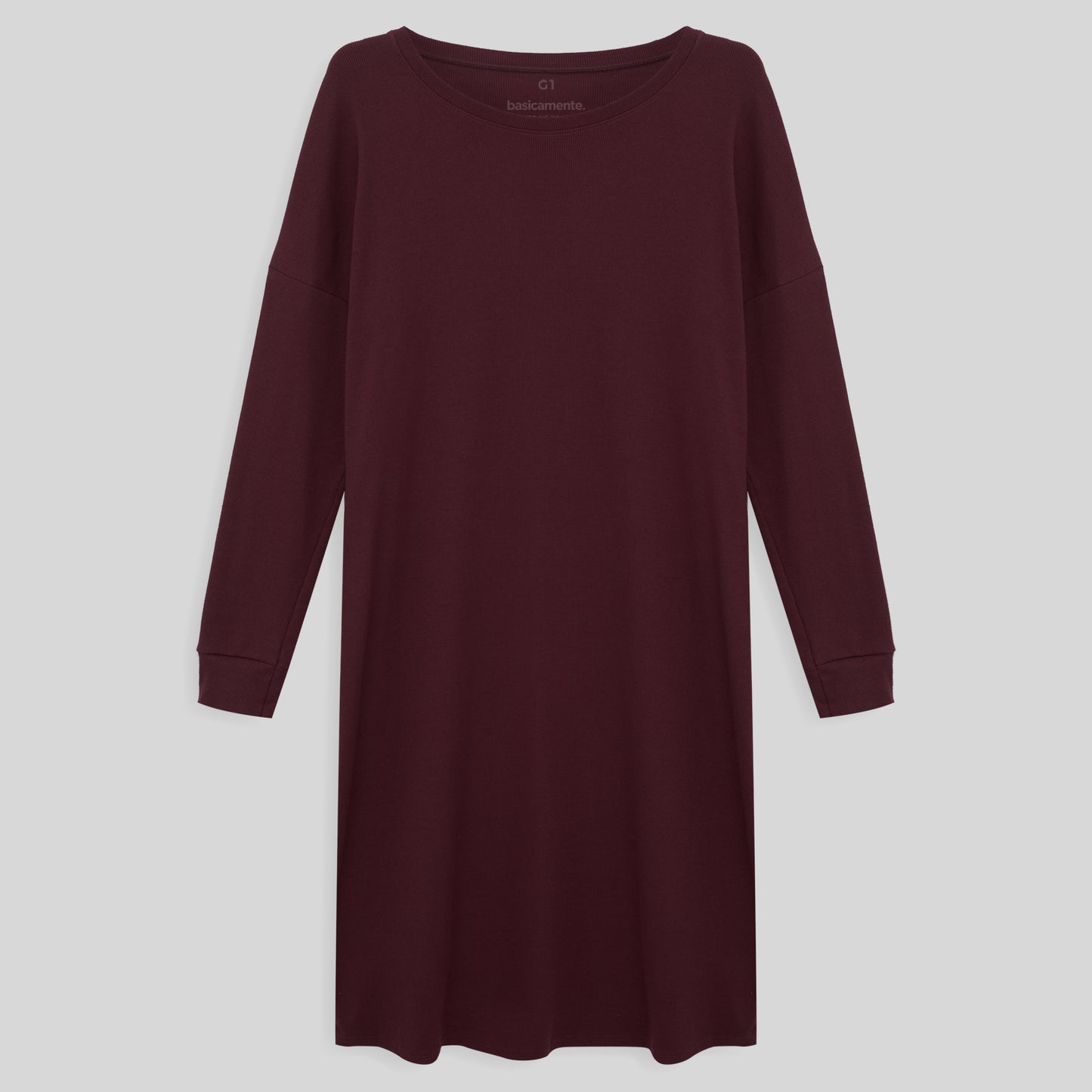 Vestido Ml Confort PLus Feminina - Vermelho Vinho