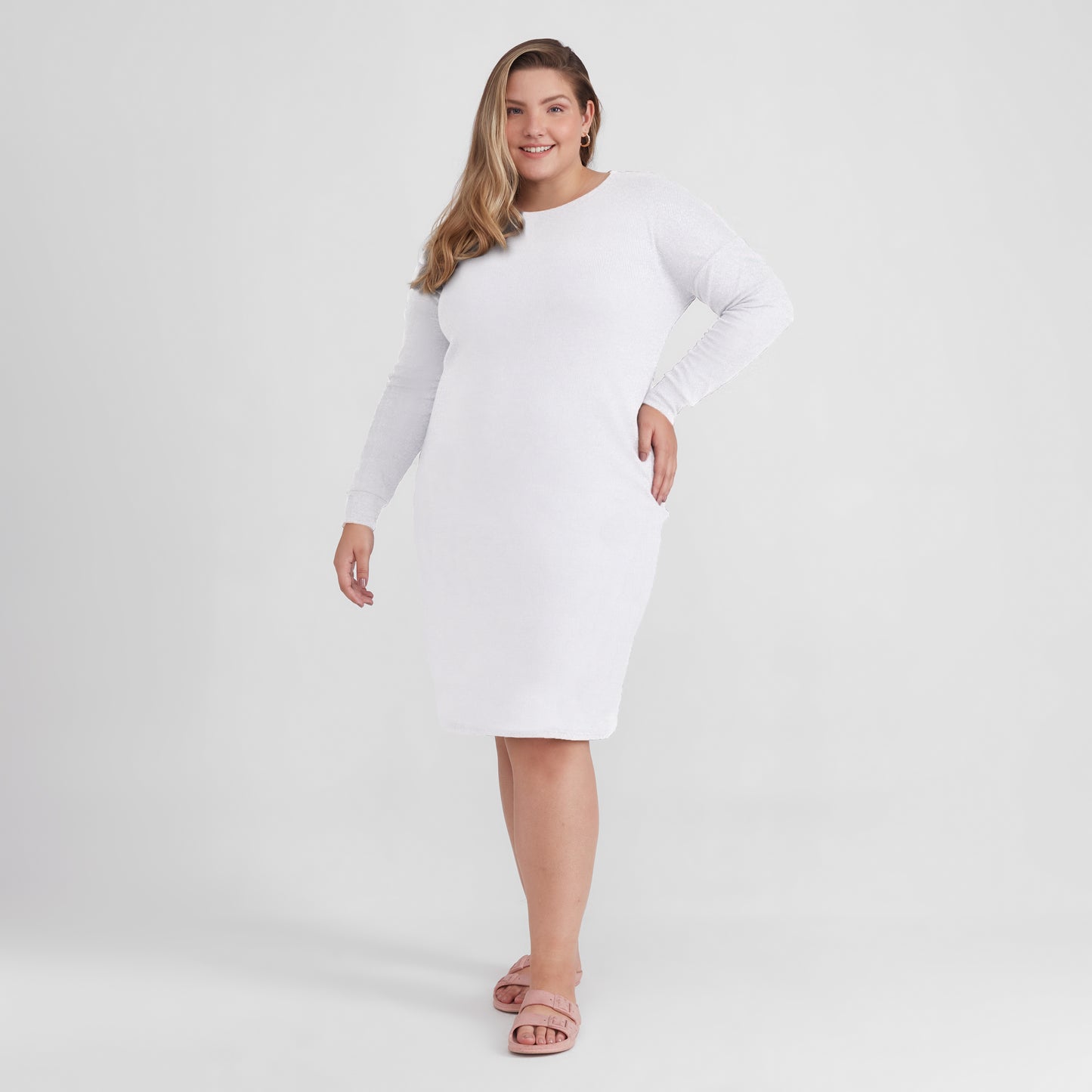 Vestido Ml Confort PLus Feminina - Mescla Escuro