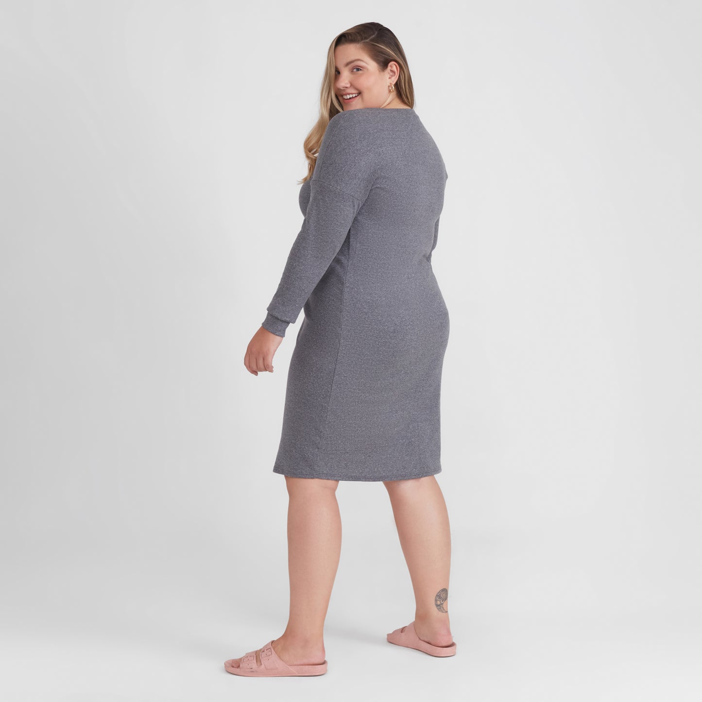 Vestido Ml Confort PLus Feminina - Mescla Escuro