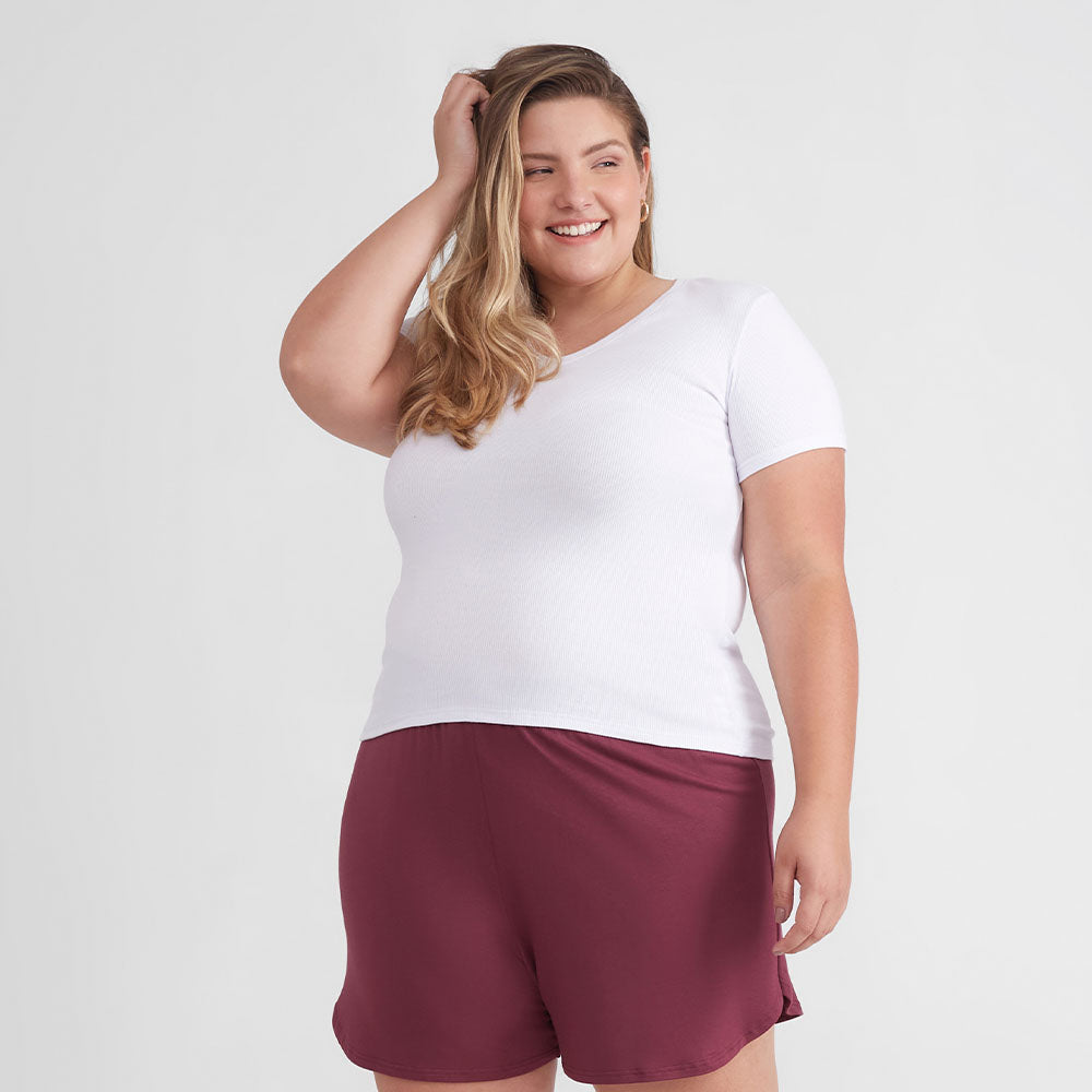 Camiseta Pijama Gola C Plus Feminina - Branco