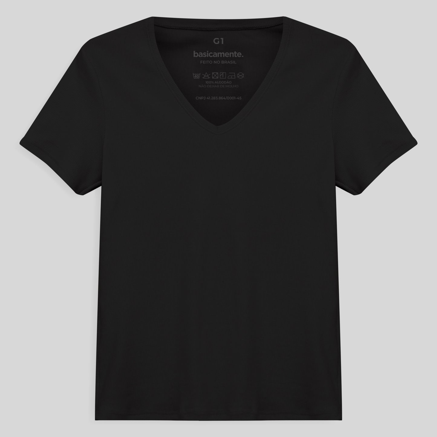 Camiseta Pijama Gola C Plus Feminina - Preto