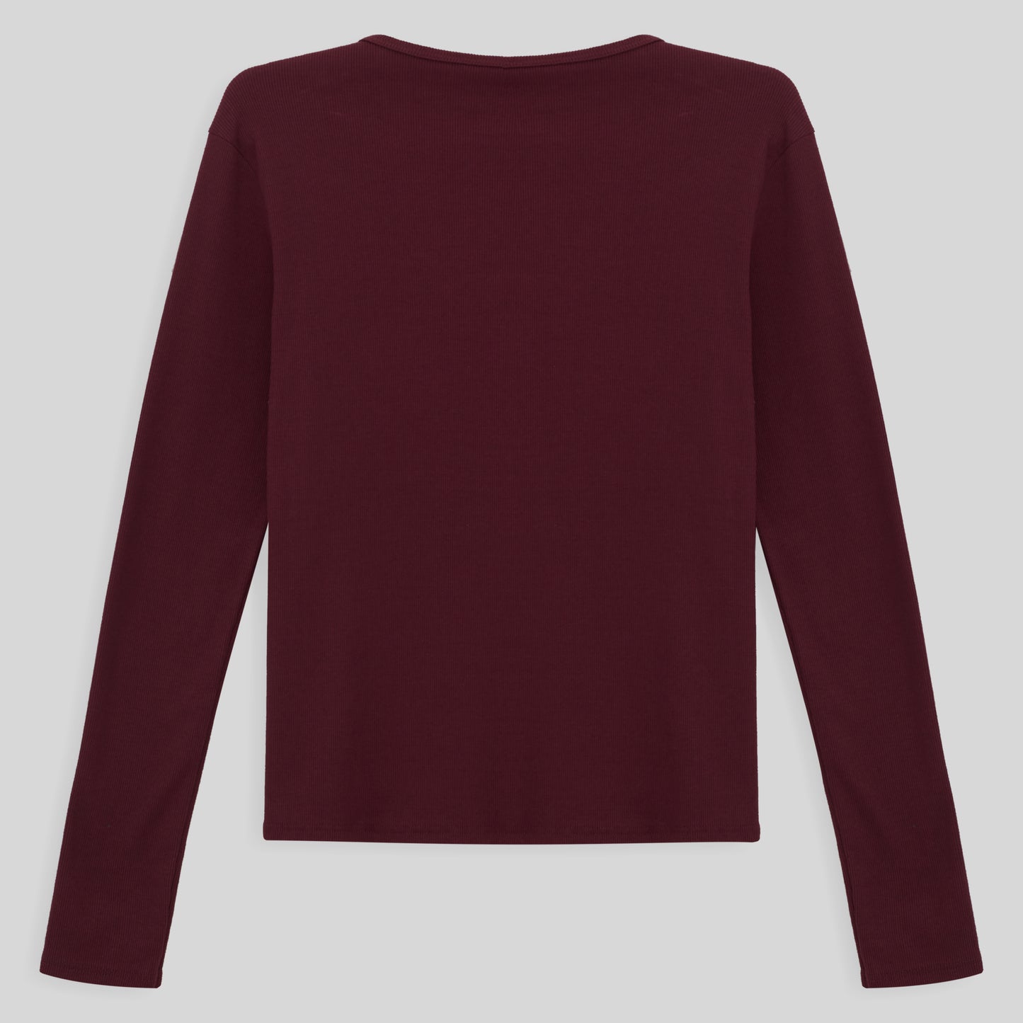 Camiseta Conforto Ml Gola C Plus Feminina - Vermelho Vinho