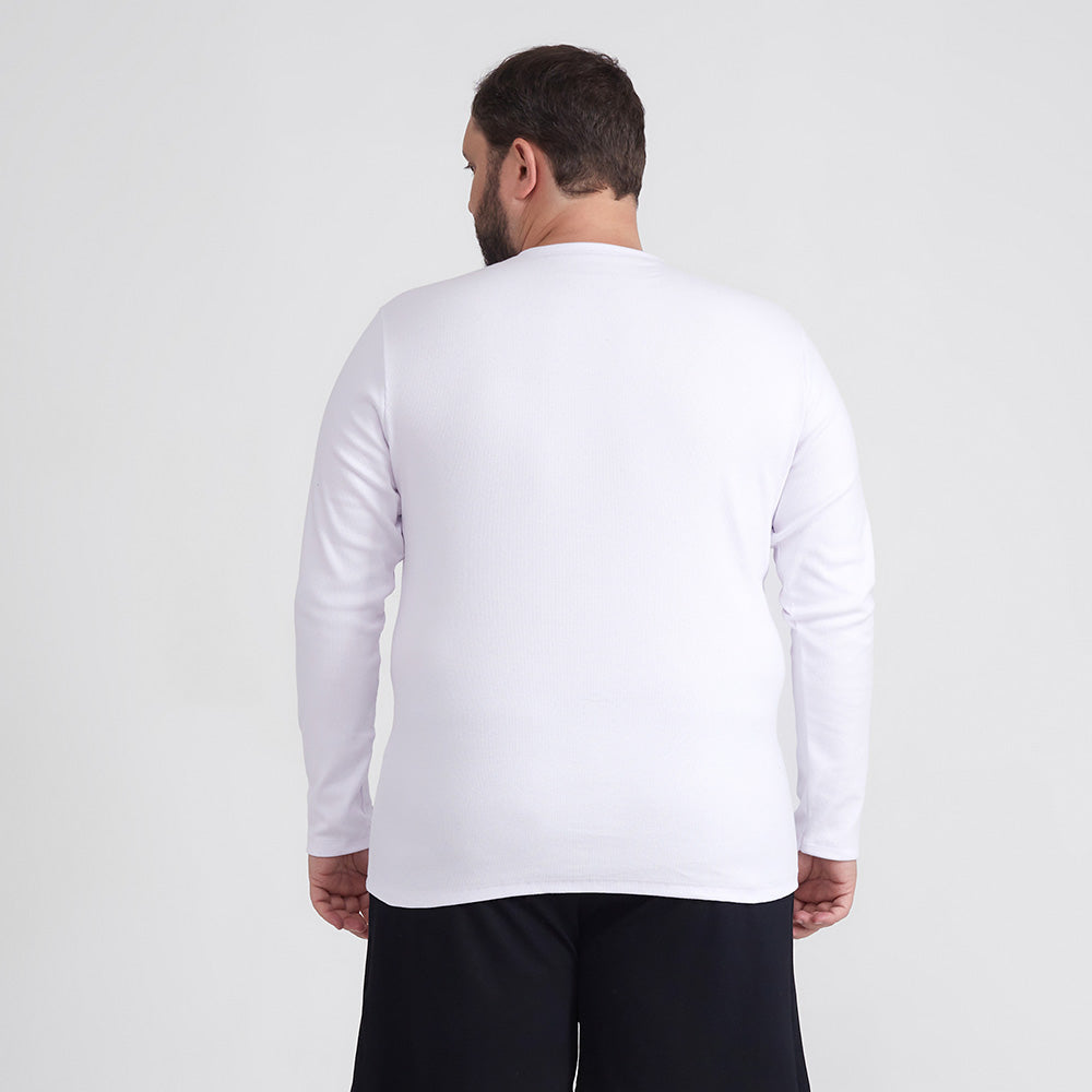 Camiseta Conforto Ml Gola C Plus Masculina - Branco