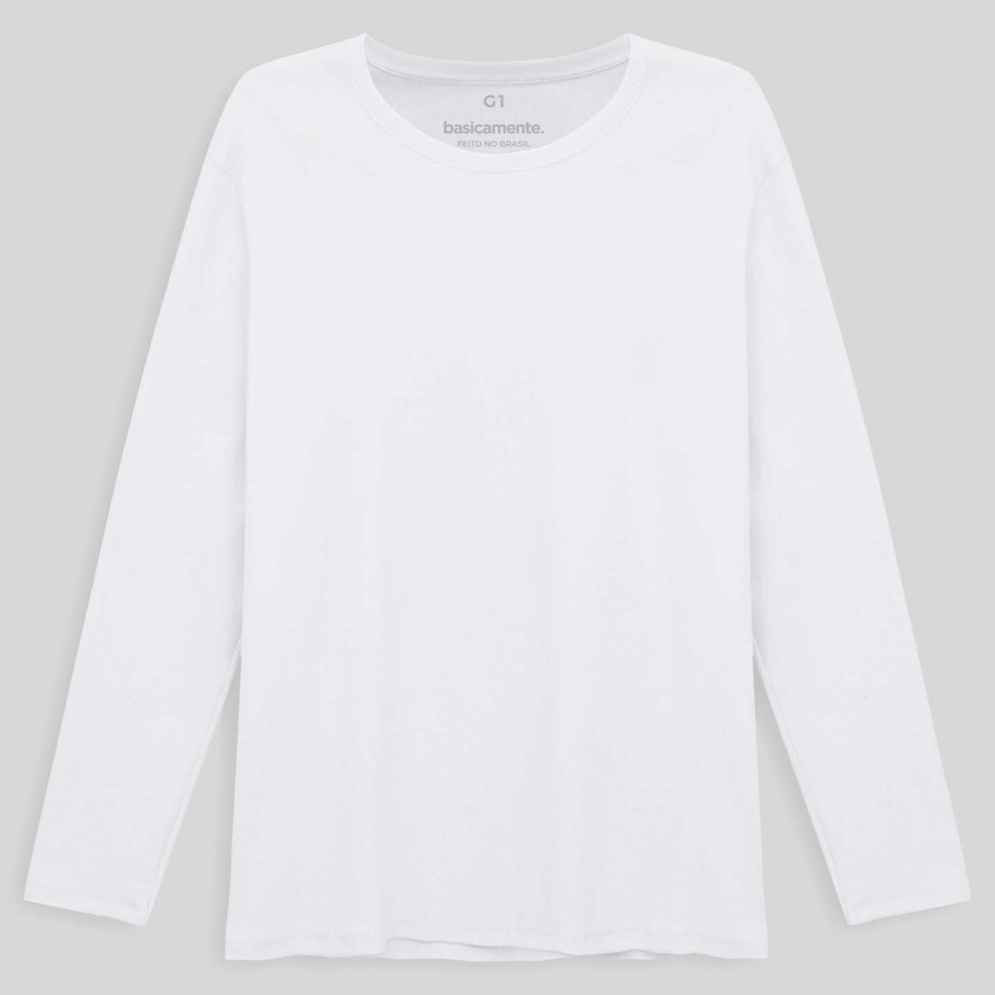 Camiseta Conforto Ml Gola C Plus Masculina - Branco