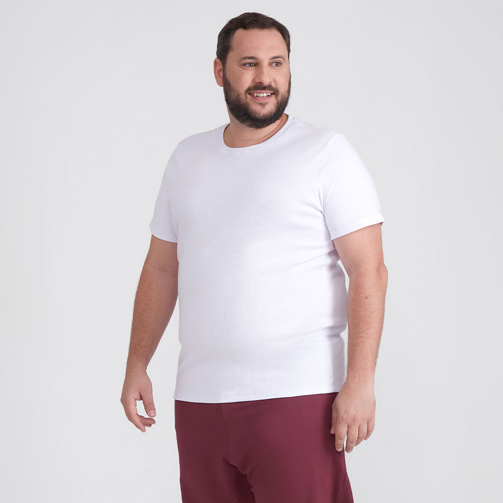 Camiseta Pijama Gola C Plus Masculina - Branco