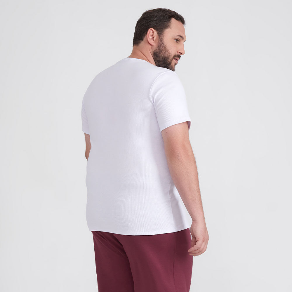 Camiseta Pijama Gola C Plus Masculina - Branco