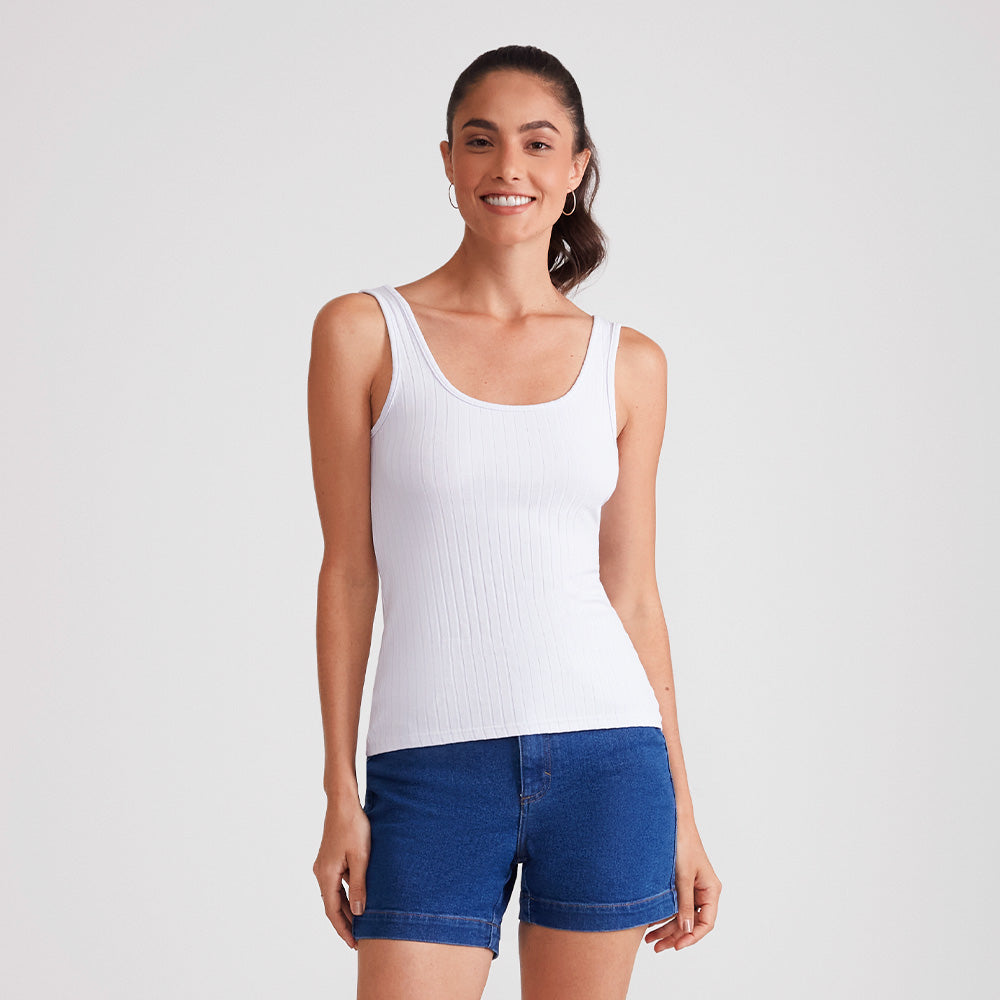 Regata Canelada Feminina - Branco