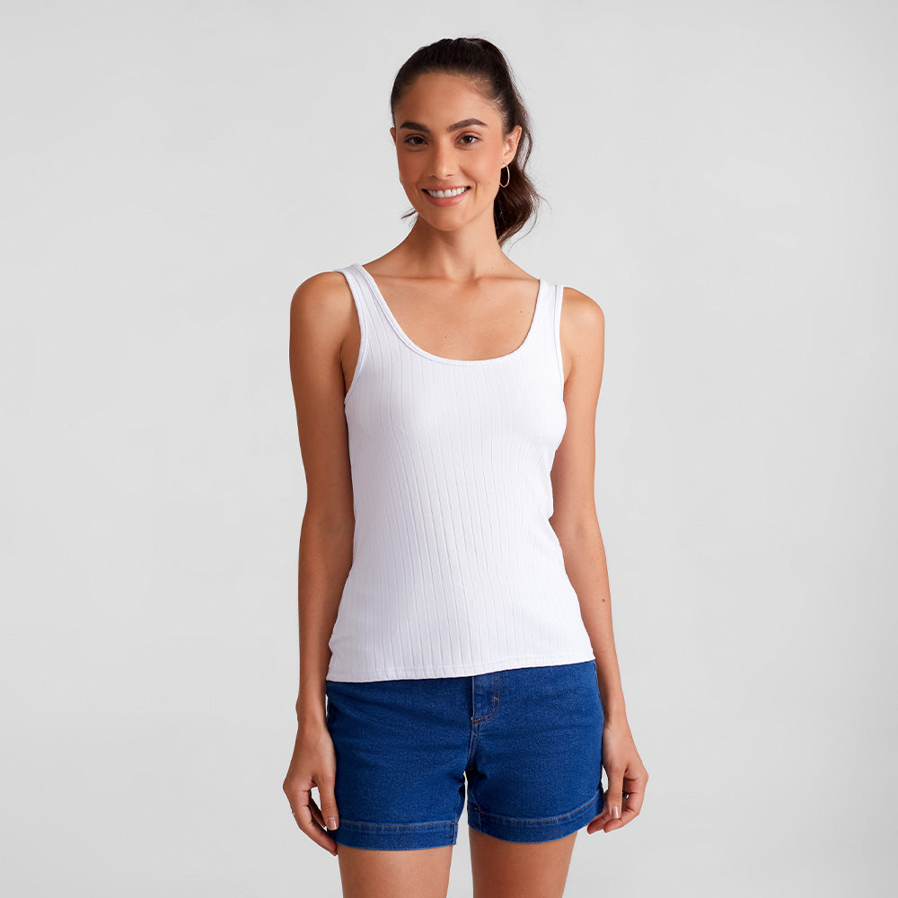 Regata Canelada Feminina - Branco