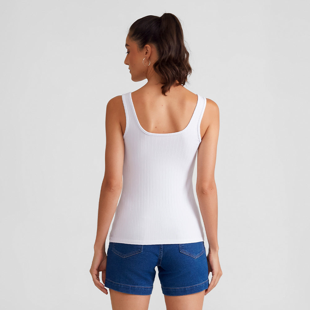 Regata Canelada Feminina - Branco
