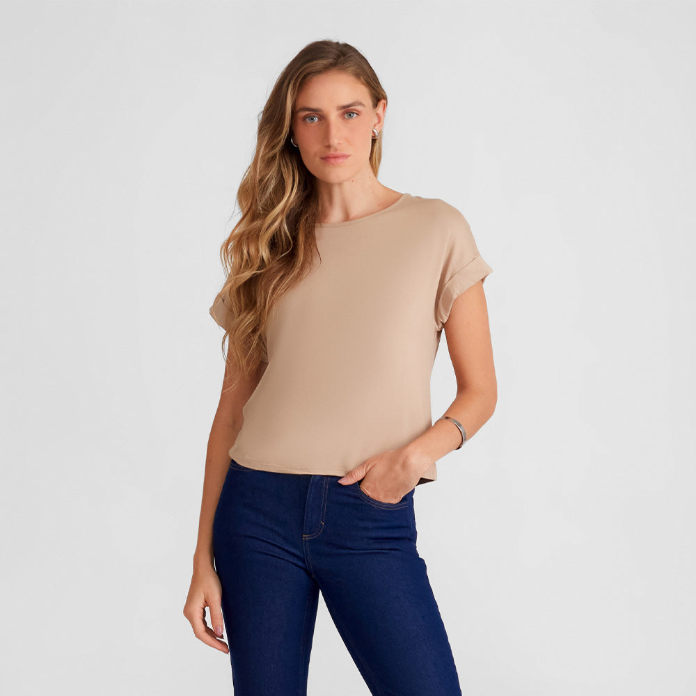 Blusa Manga Japonesa Feminina - Bege Claro
