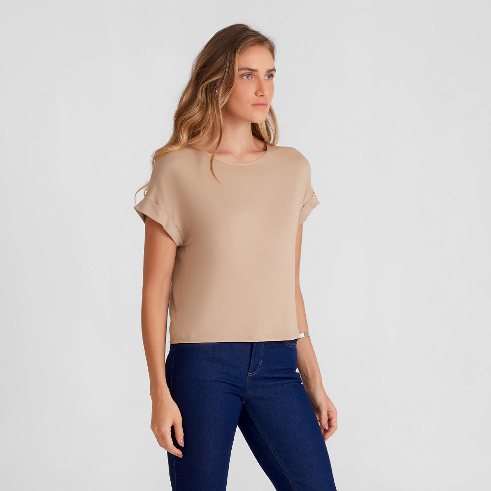 Blusa Manga Japonesa Feminina - Bege Claro