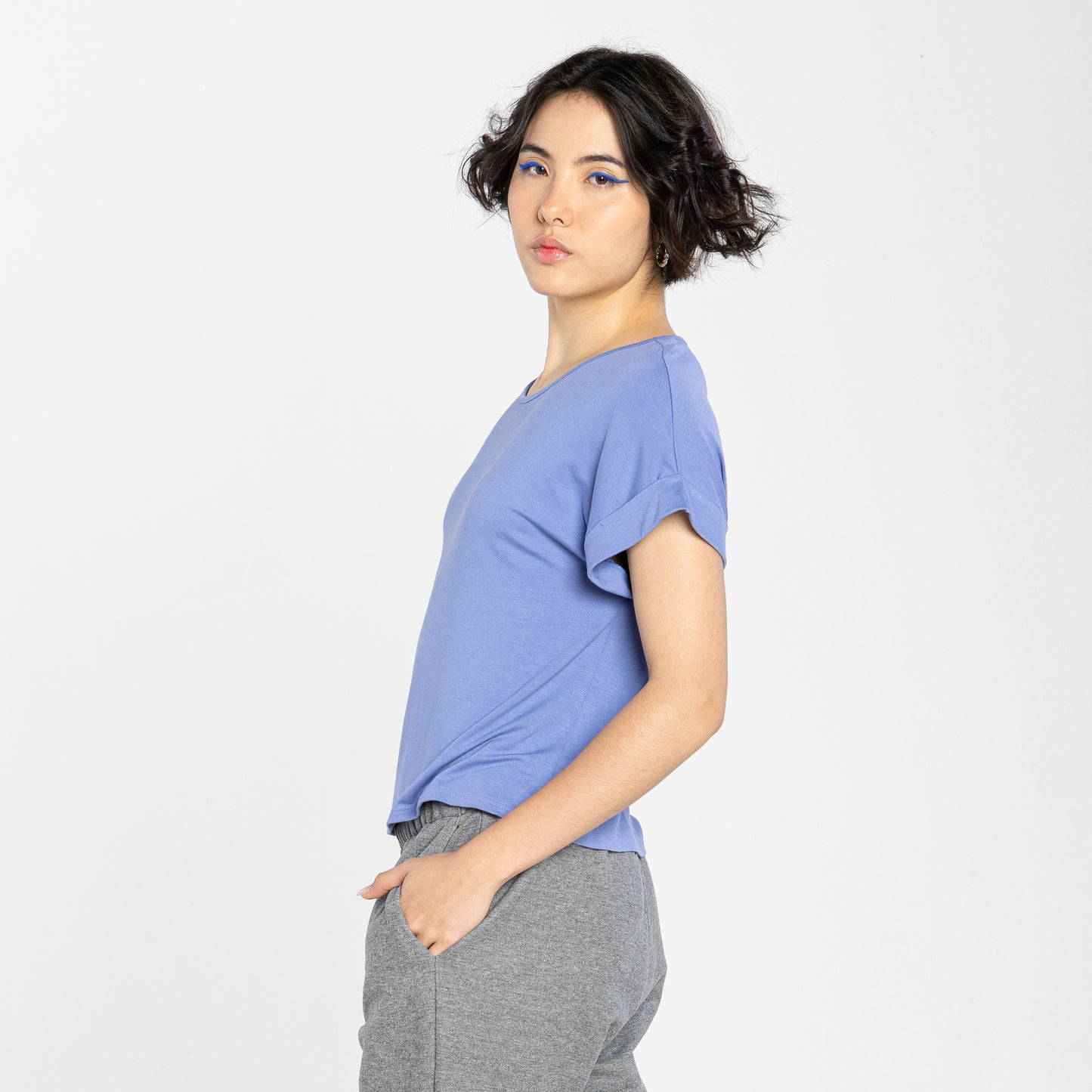 Blusa Manga Japonesa Feminina - Azul Topázio