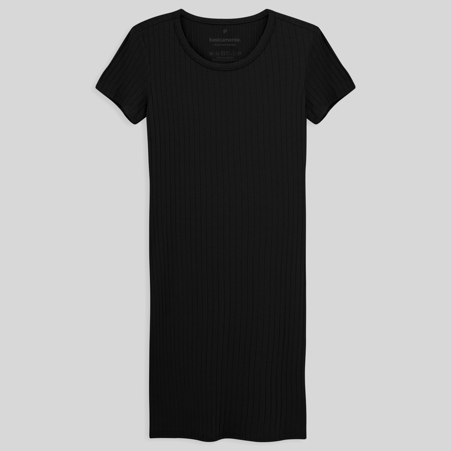 Vestido Curto Canelado - Preto