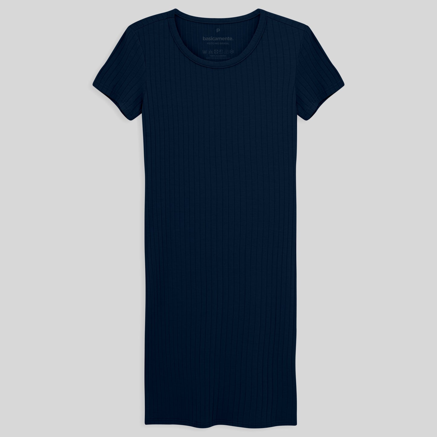 Vestido Curto Canelado - Azul Marinho