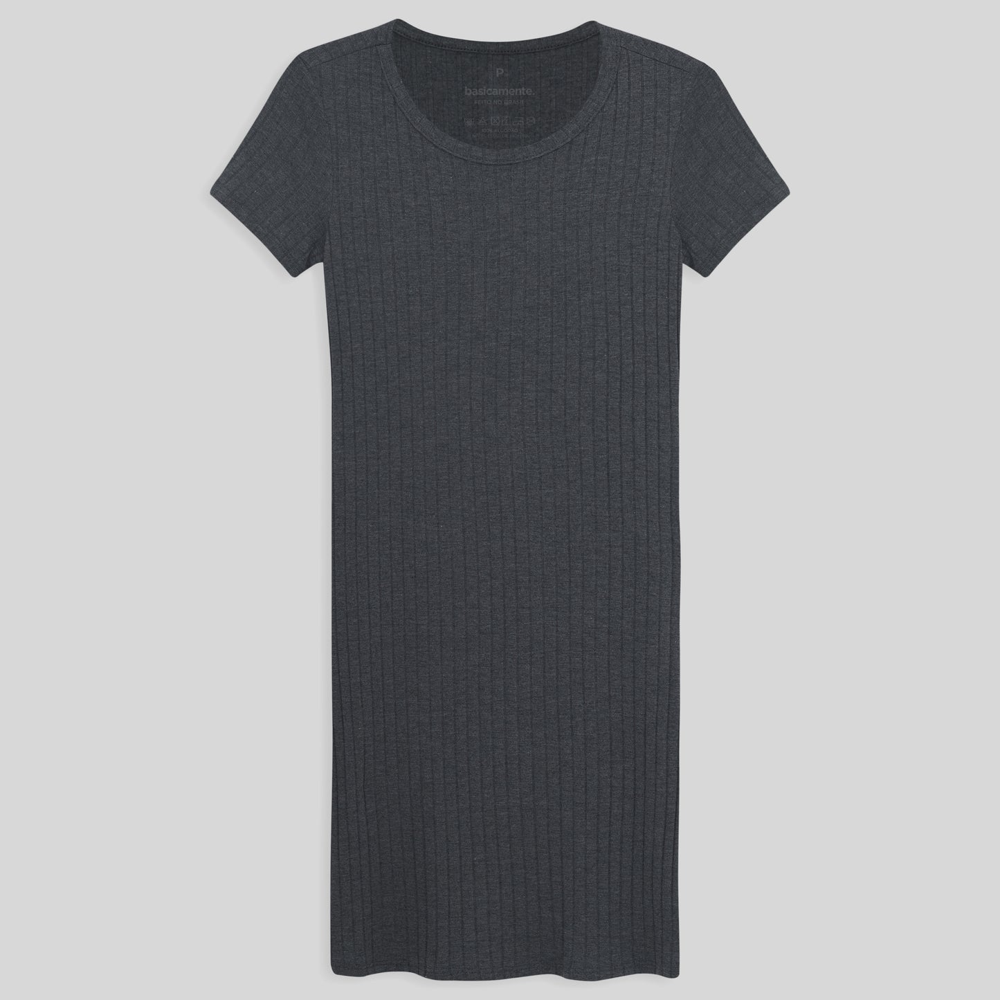 Vestido Curto Canelado - Mescla Escuro