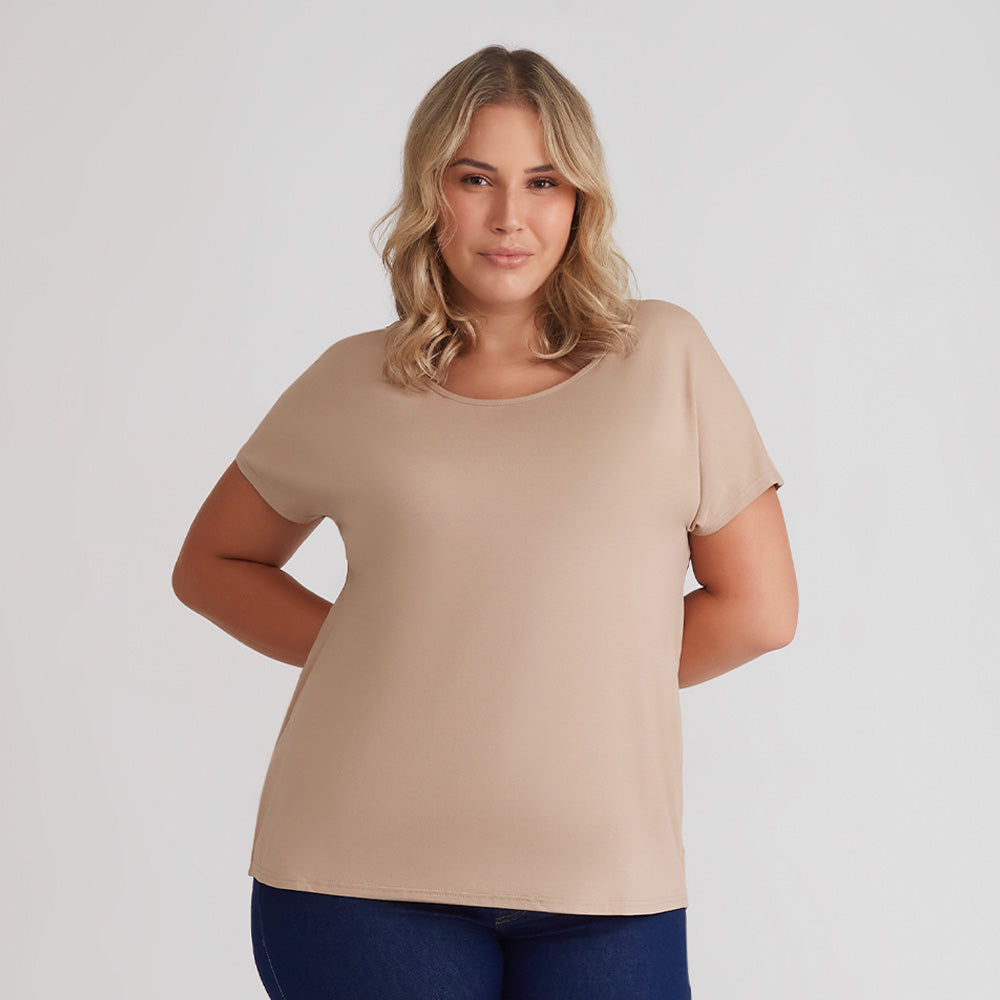 Blusa Ampla Plus Feminina - Bege Claro